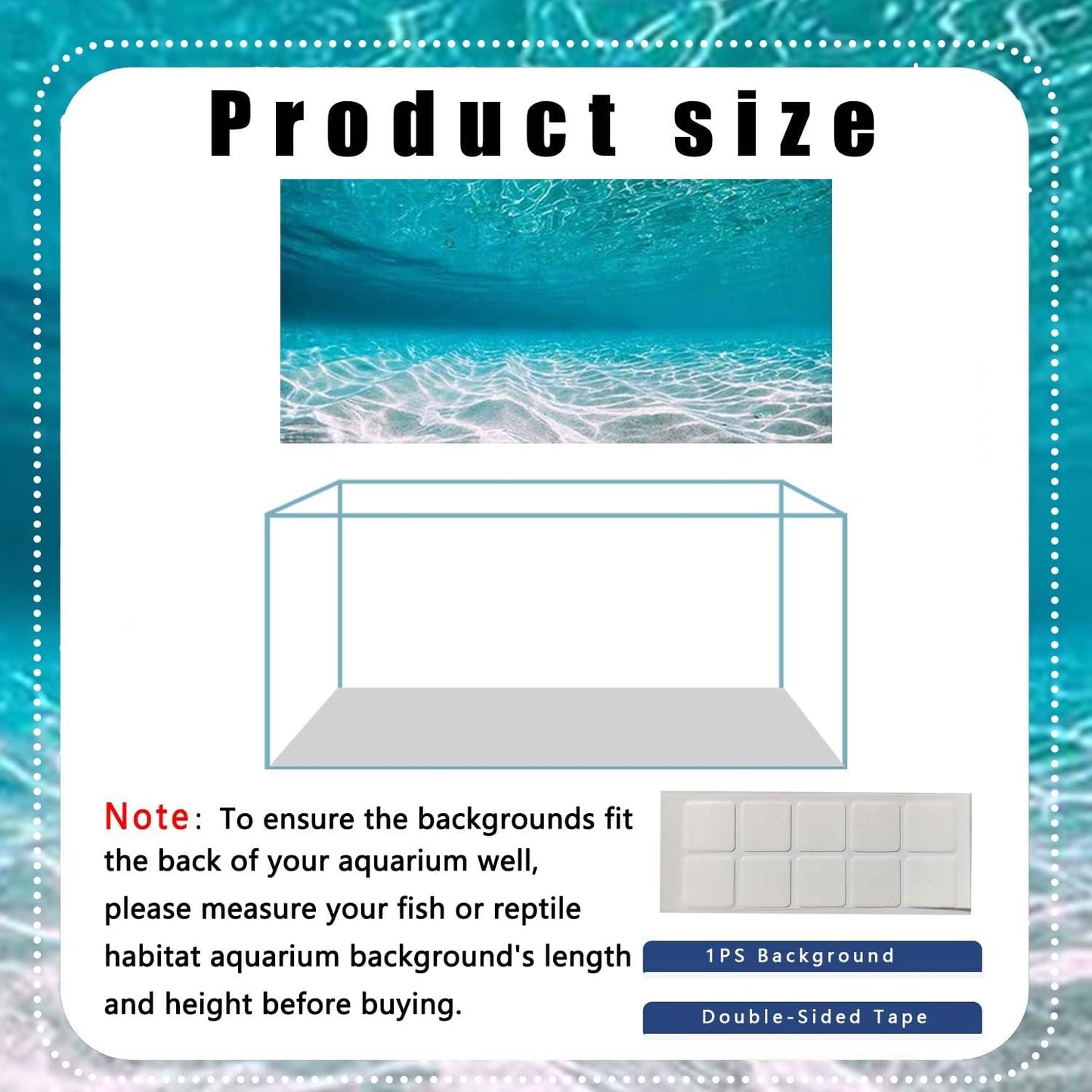 72X24IN Natural Undersea Aquarium Background, Undersea Beach Fish Tank Background, with 8 EVA Double-Sided Tape