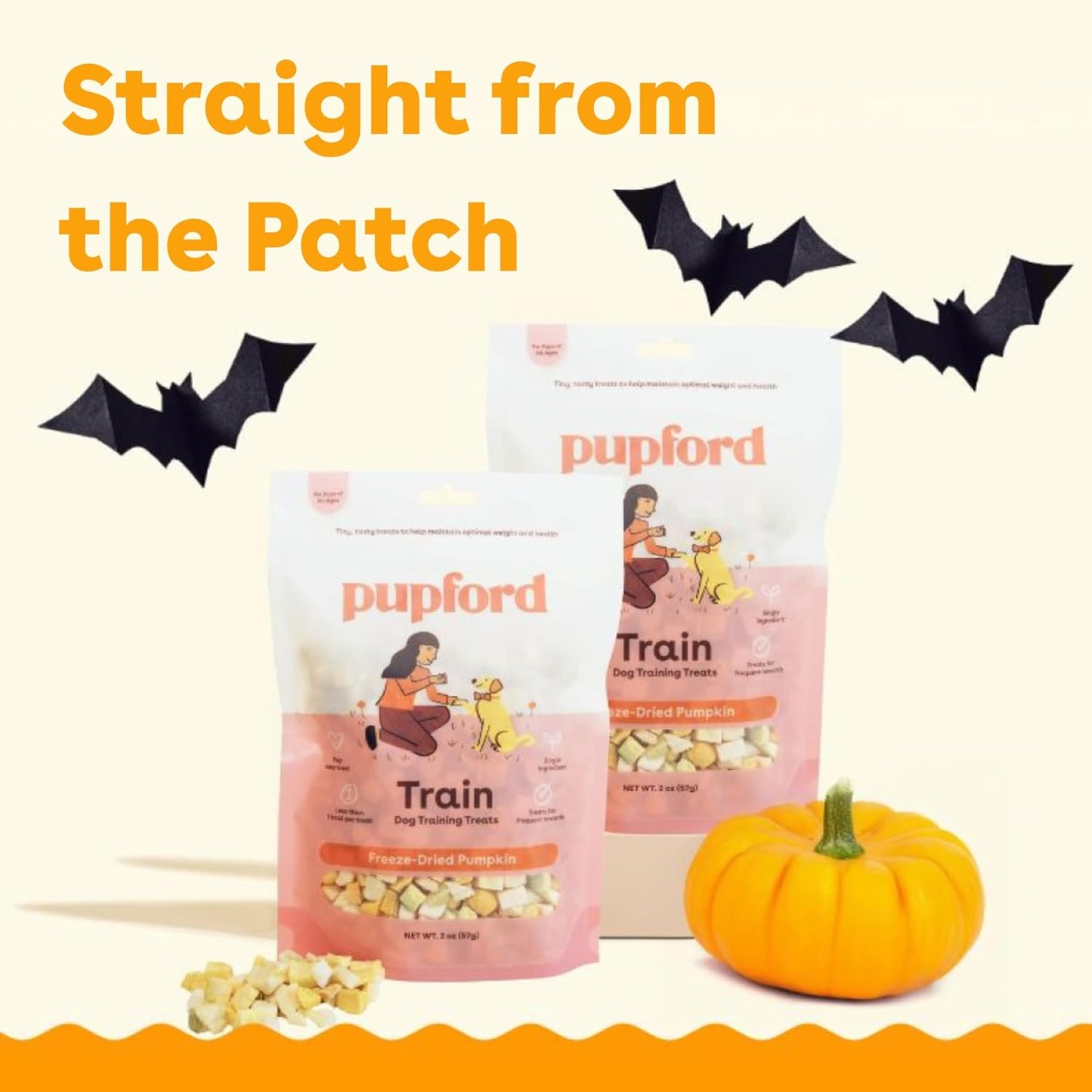 Pupford Freeze Dried Training Treats for Dogs & Puppies, One Ingredient Bites (Pumpkin, 4 oz)