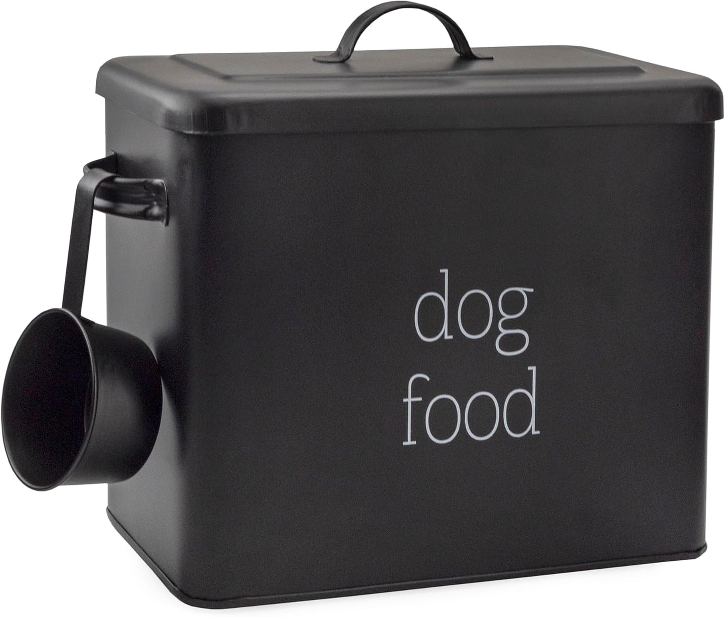 AuldHome Design Retro Dog Food Canister (Black); Modern Farmhouse Style Storage Bin for Pet Food