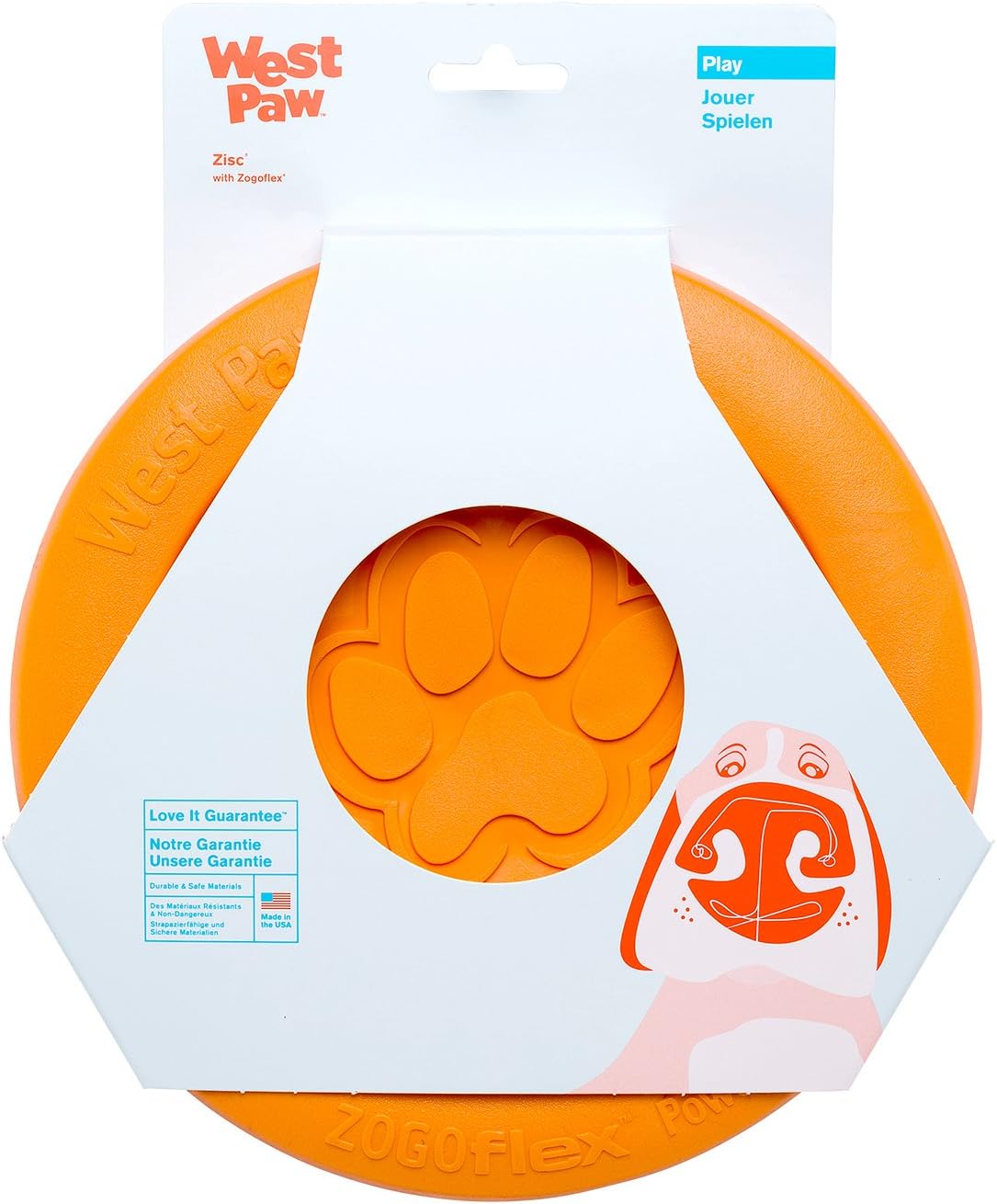 West Paw Zogoflex Zisc Dog Flying Disc, High Flying Aerodynamic Disc for Dogs Puppy – Lightweight, Floatable Disc for Fetch, Tug of War, Catch, Play – Doubles as Food/Water Bowl, Large 8.5", Tangerine