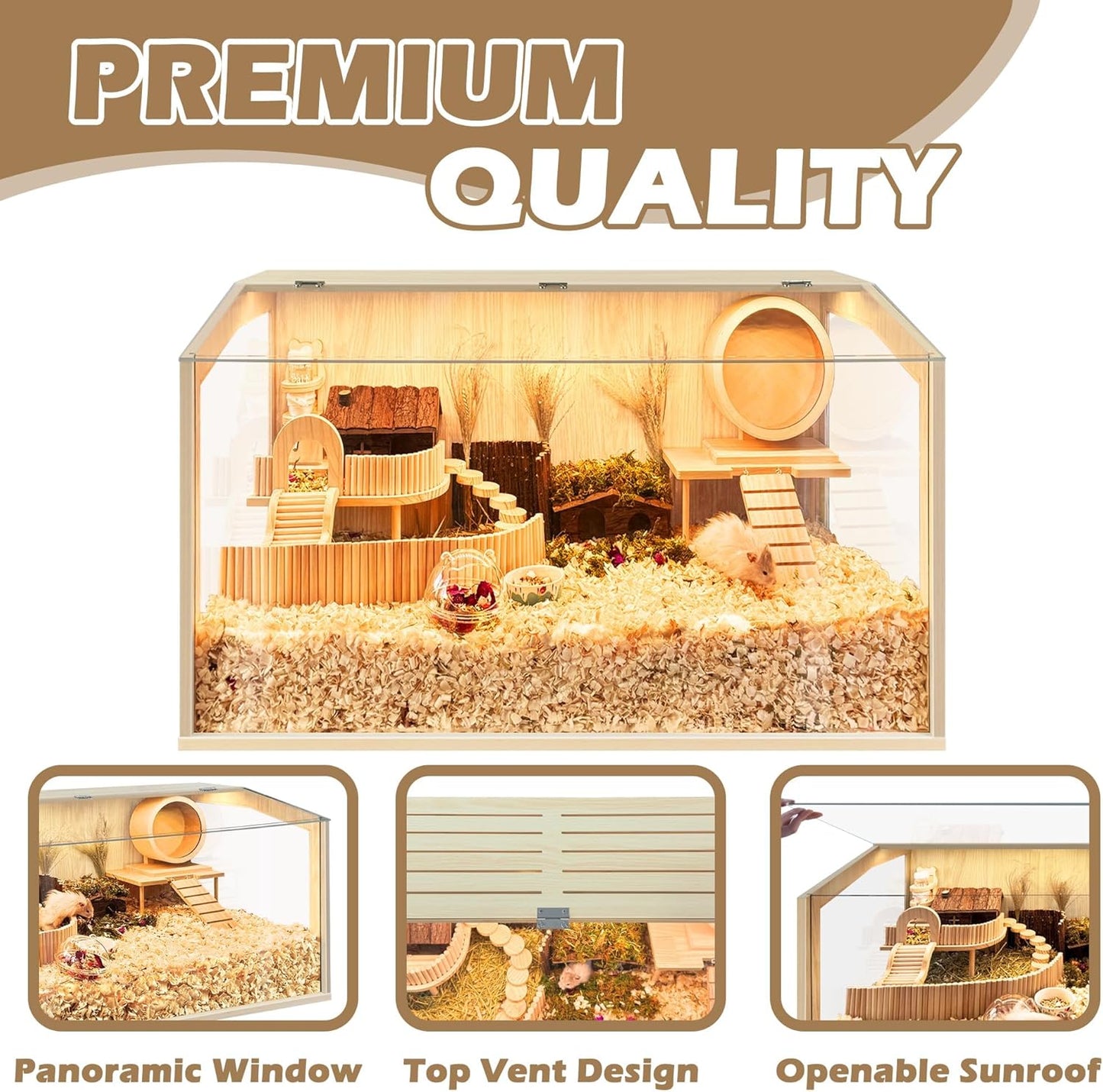 Prolee Hamster Cage Chewproof, Large Hamster Cage,Guinea Pig Cages Openable Top with Acrylic Sheets Solid Built, Hamster Habitat 24"