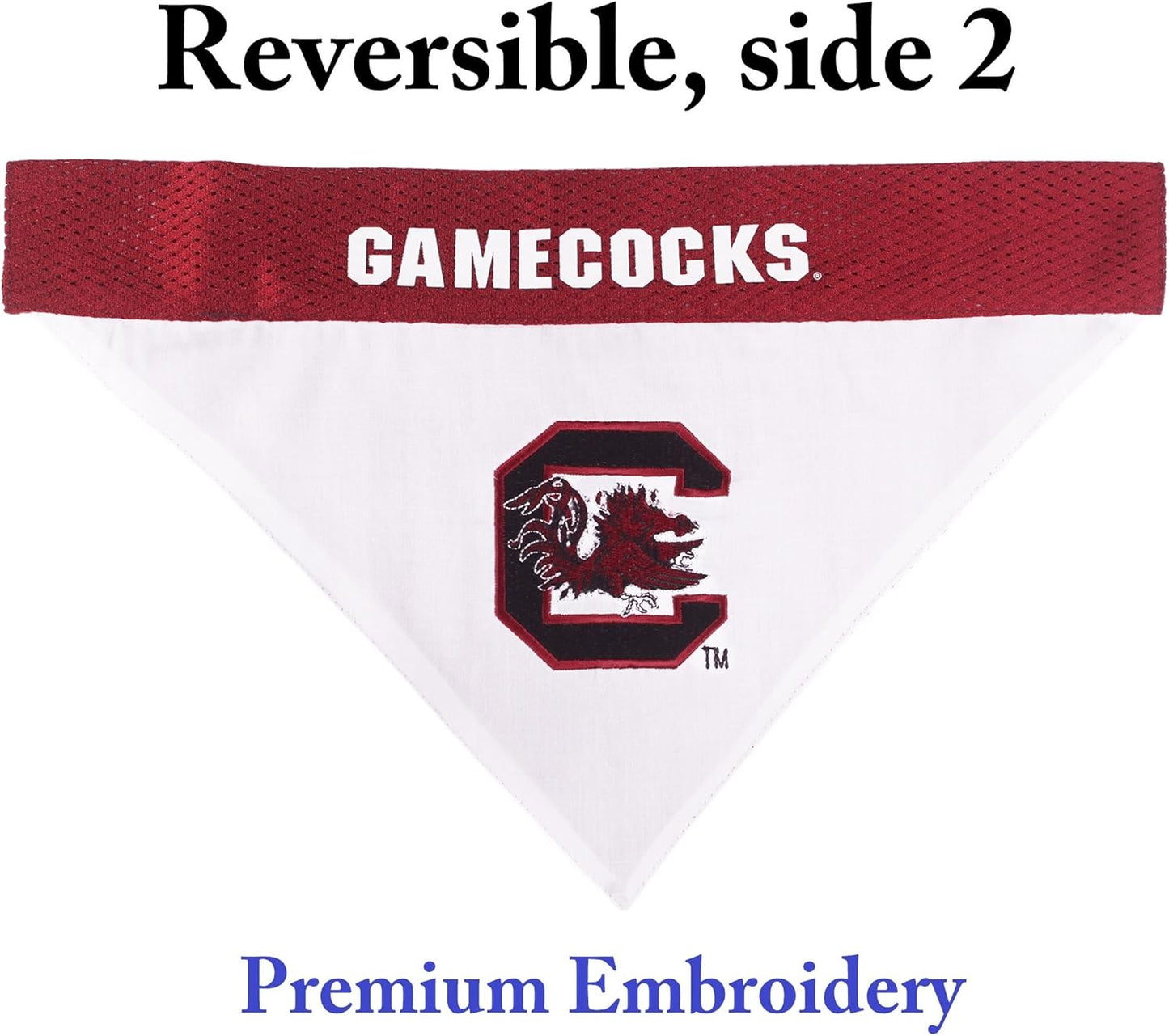 Pets First Collegiate Pet Accessories, Reversible Bandana, South Carolina Gamecocks, Large/X-Large