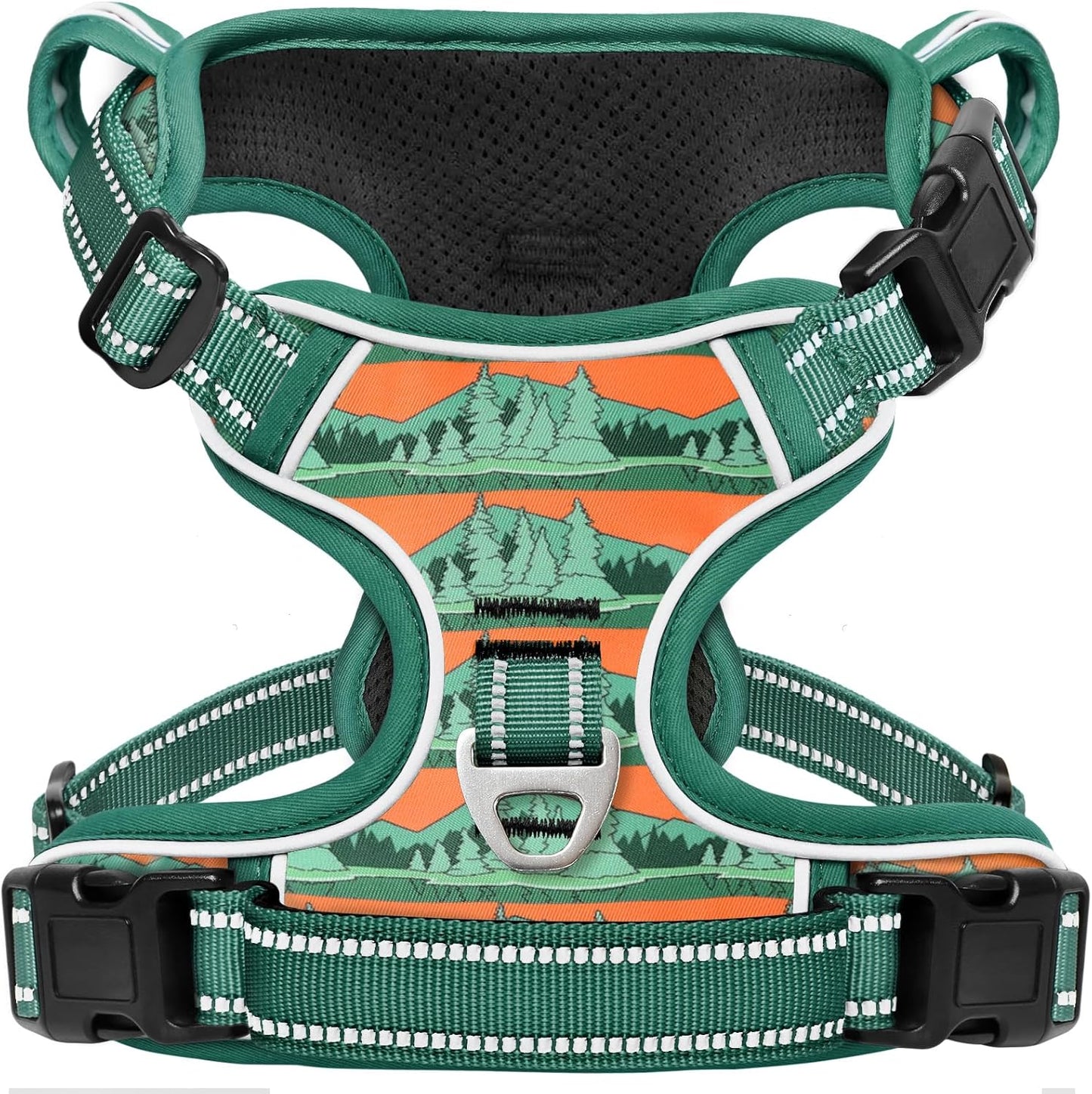Timos No Pull Dog Harness,No Choke Front Clip Dog Reflective Harness,Adjustable Soft Padded Pet Vest with Easy Control Handle for Medium Dogs,Wilderness,M