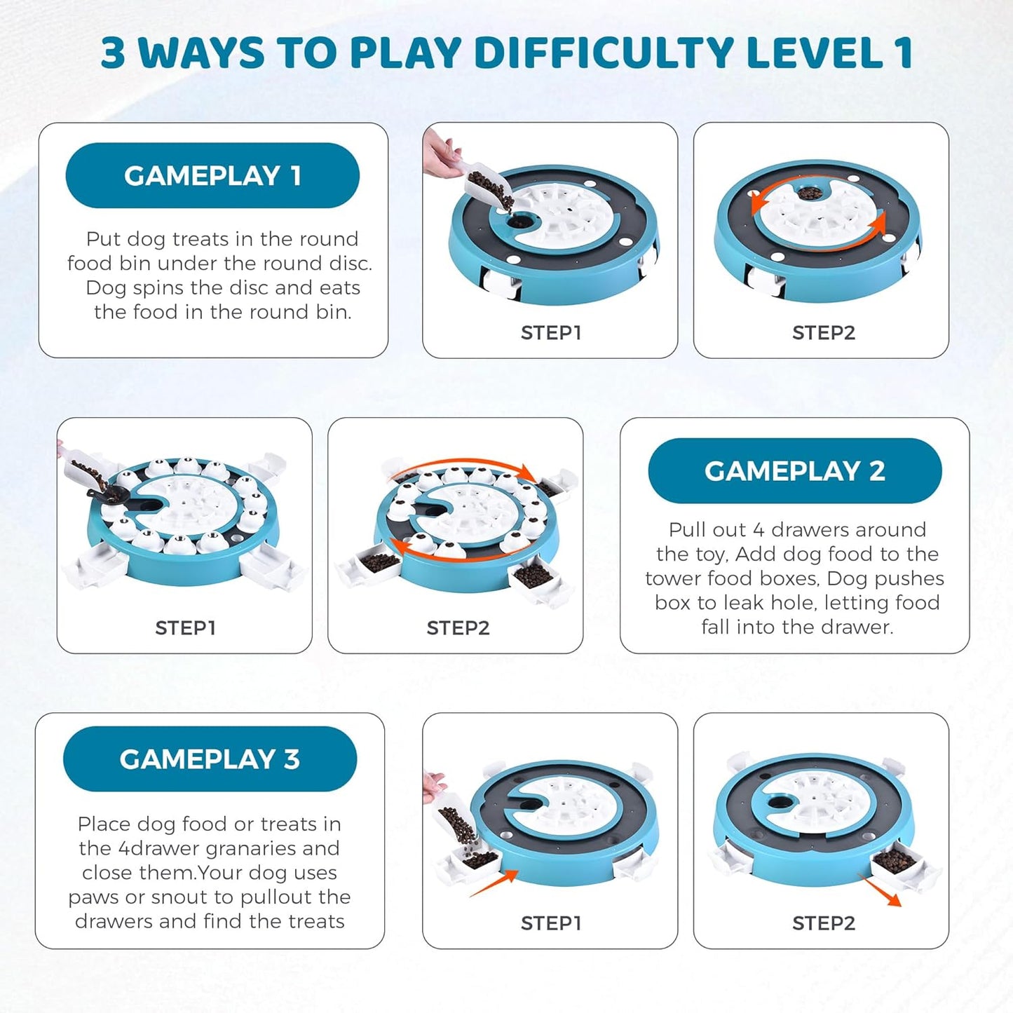Dog Puzzle Toy Mental Stimulation - Level 3 in 1 Dogs Food Feeder Puzzle, Dog Treat Puzzle Feeder (Advanced-Mars Green Brainstorm)