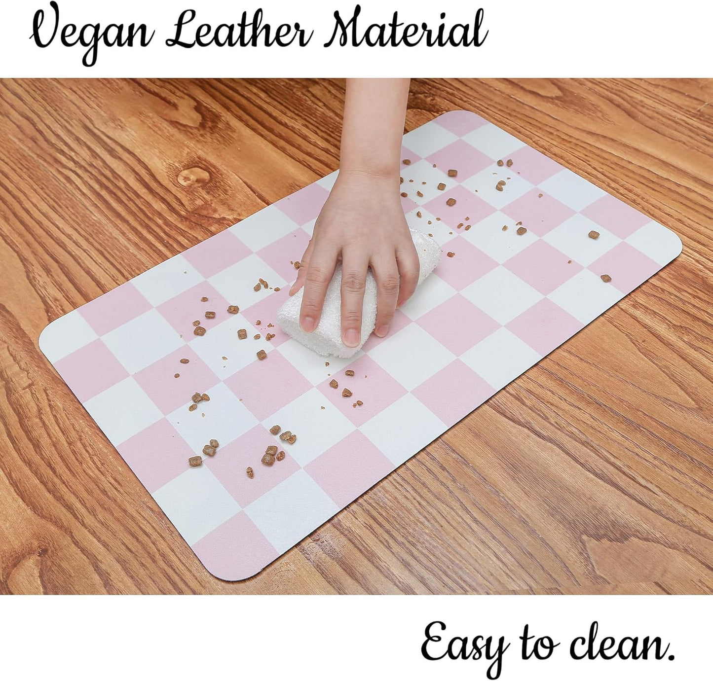 Ralxion Checkered Dog Feeding Mat, Absorbent Mats for Dog Food and Water Bowl, Dispenser, Retro Aesthetic Pink Checkerboard Pet Placemat for Dogs, Cats, Puppy Accessories, 12" X19”