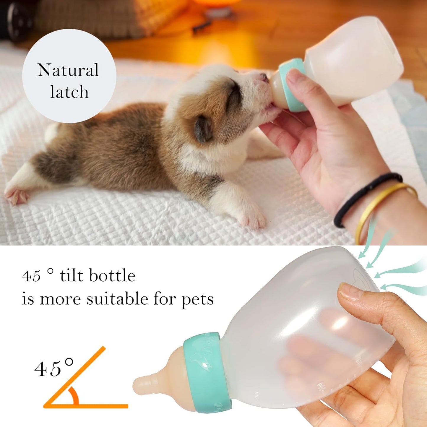 Pet Feeder Bottle, Silicone Feeding Nipple and Syringes for All Breed of Puppies and Other Animals Dongdong pet