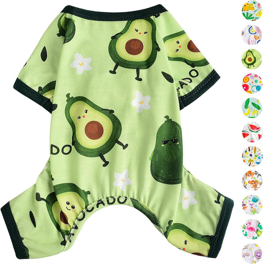 Dog Pajamas Pjs Summer Dog Clothes for Small Dogs Girl - Boy - Medium Size Dogs, Soft Stretchy Puppy Clothes Doggie Onesies Fall Cat Pet Jumpsuit Jammies Outfit, Avocado Green