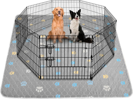 Aitmexcn Washable Puppy Dog Pee Pad, 2PCS 100% Waterproof Whelping Training Mat for Puppy/Senior Dog, Fast Drying Reusable Puppy Pads for Indoor, Outdoor and Car Travel- 72x72'' Llight Gray