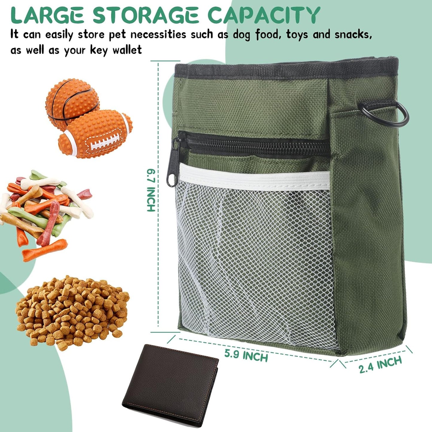 Hillban 6 Pcs Dog Treat Training Pouch Dog Treat Bag with Waist Shoulder Strap Bulk 6 Colors Convenient Pouch 3 Ways to Wear Drawstring Closure Holder for Treats Kibbles