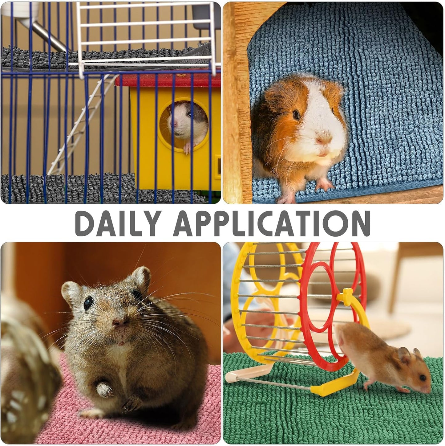 Amylove 4 Pcs Guinea Pig Cage Liner Guinea Pig Bedding Washable Fleece Pee Pads Reusable Small Animals Training Mat Small Animal Sleeping Bed for Bunny Hamster(Mixed Colors,16 x 24 Inch)