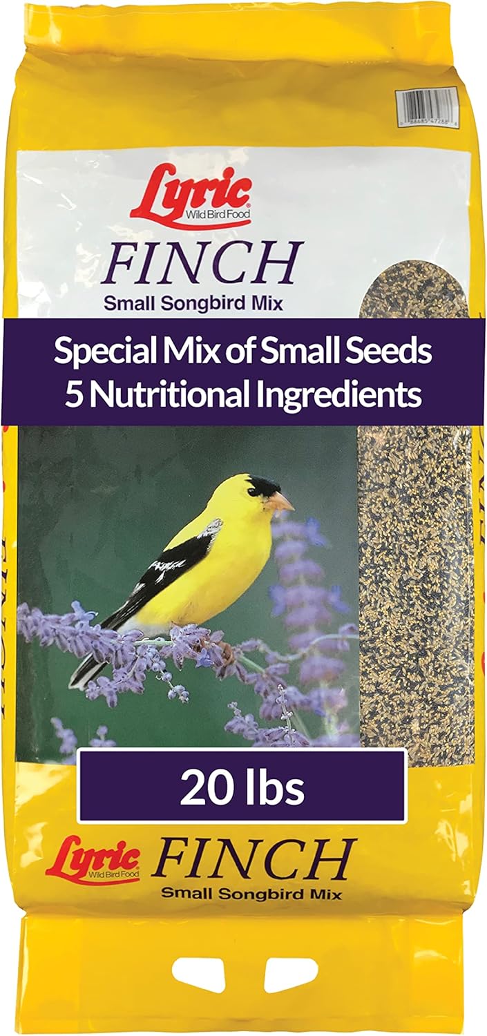 Lyric Finch - Small Songbird Wild Bird Seed - Attracts Goldfinches, House Finches, Purple Finches & More - 20 lb. bag