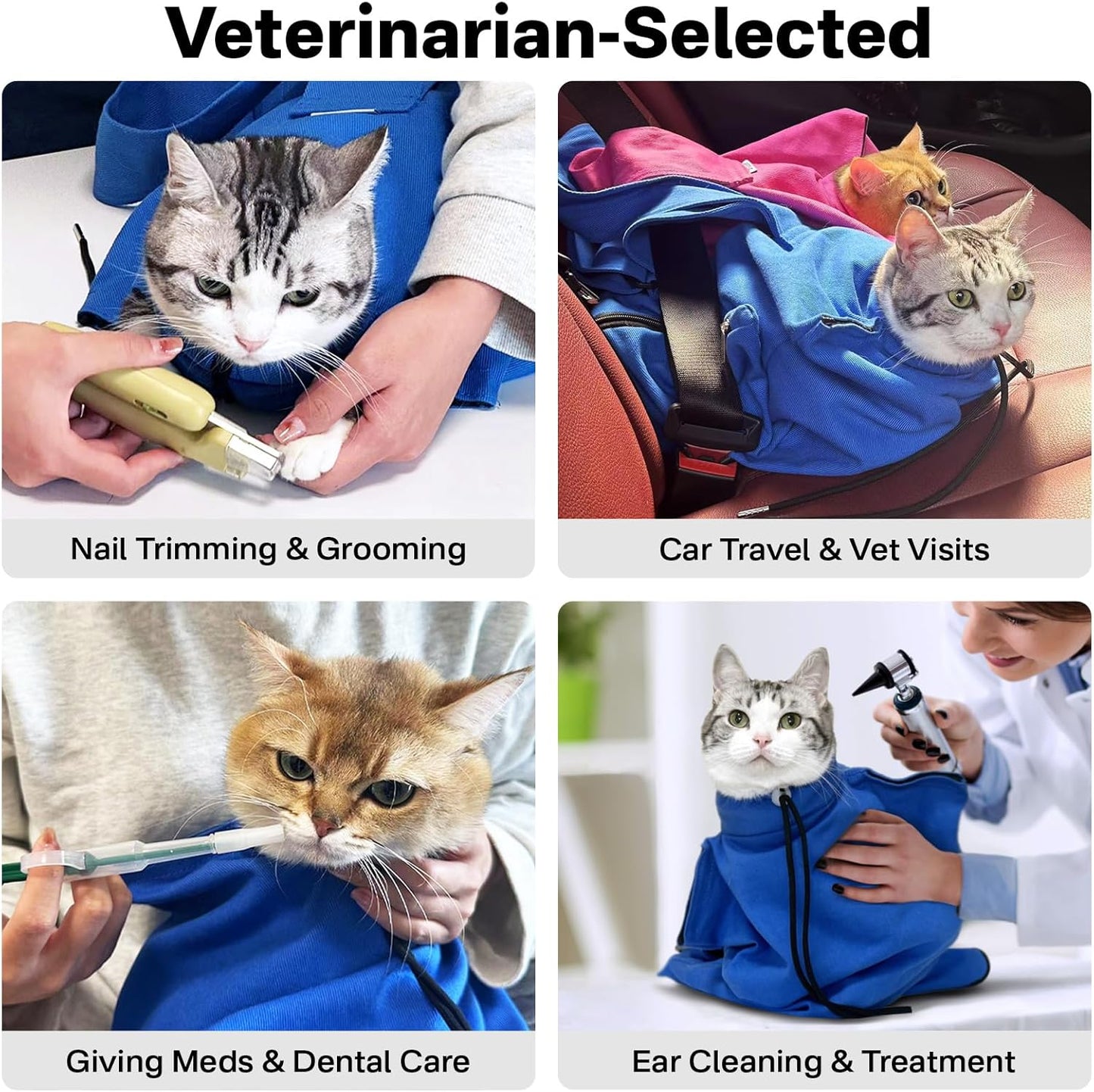 [Cozy Travel] Cat Carrier Pouch, Soft Cat Carrier for Small Cats, Carrying Sack, Restraint Bag for Nail Trimming, Vet Visits, Giving Meds, Dental Care, Car Travel - Klein Blue