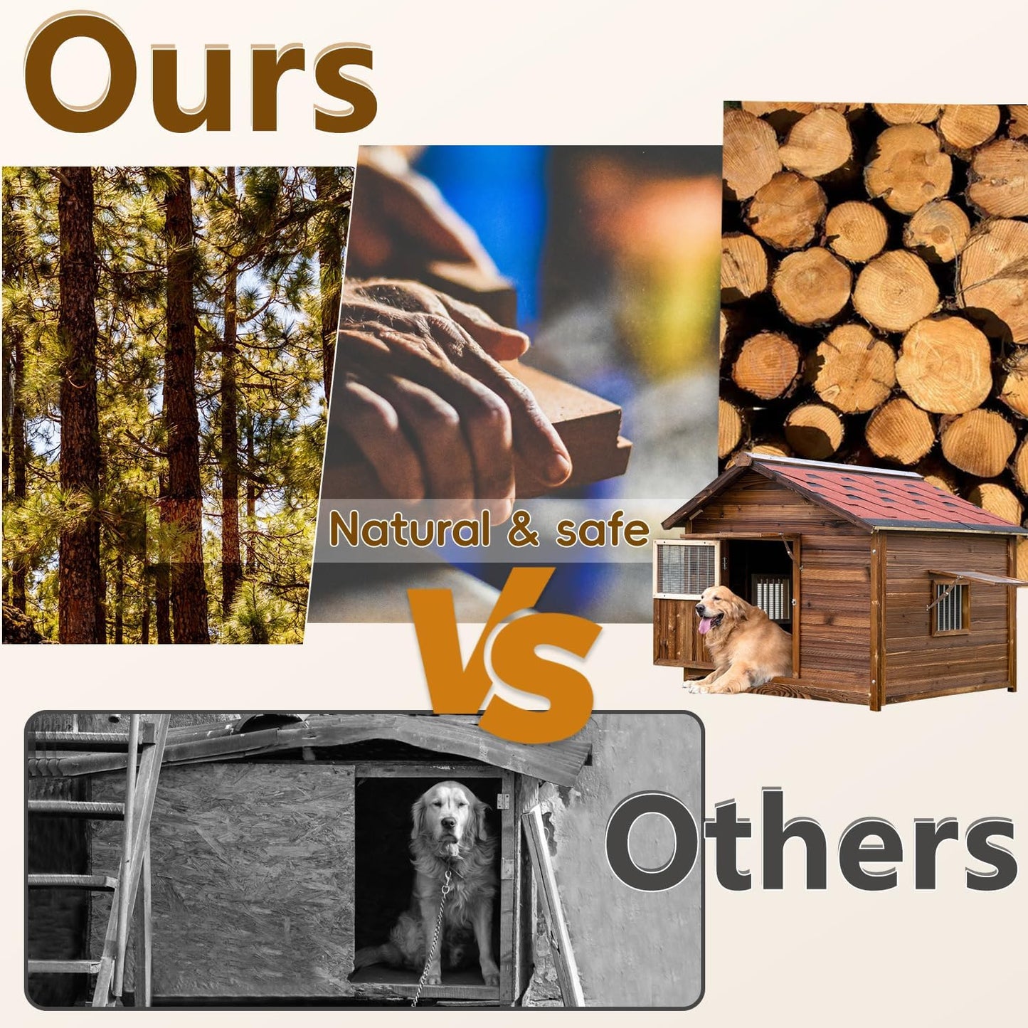 Dog House for Large Dogs Outside with Door and Adjustable Window, Big Dog House Outdoor Weatherproof with Removable Floor, Extra Large Pet House, 7XL