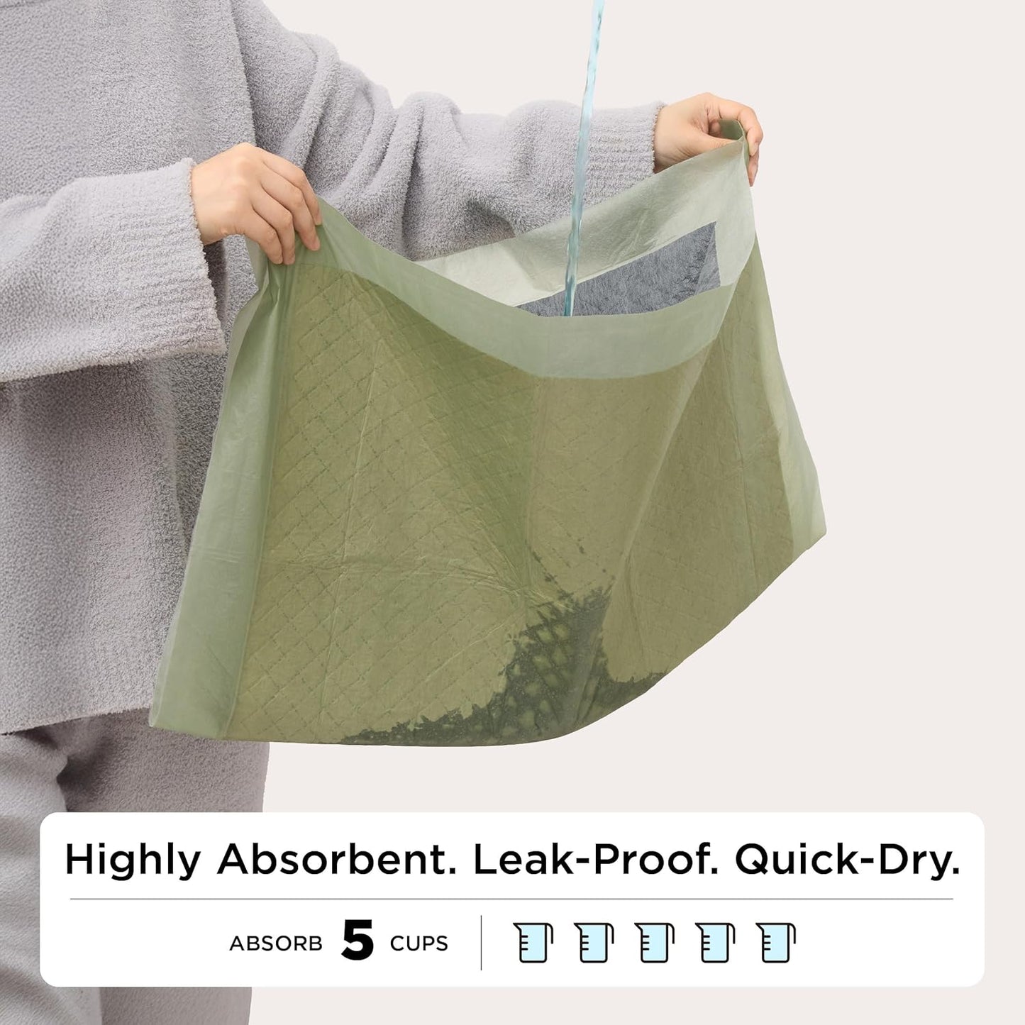 Bedsure Pee Pads for Dogs, 22" x 22" Puppy Pads 50 Count, Super Absorbent & Leak Proof, Small Dog Training Pads Quick Dry Thicken Pets Potty Pads Odor-Control Activated Carbon & ECO Green Material