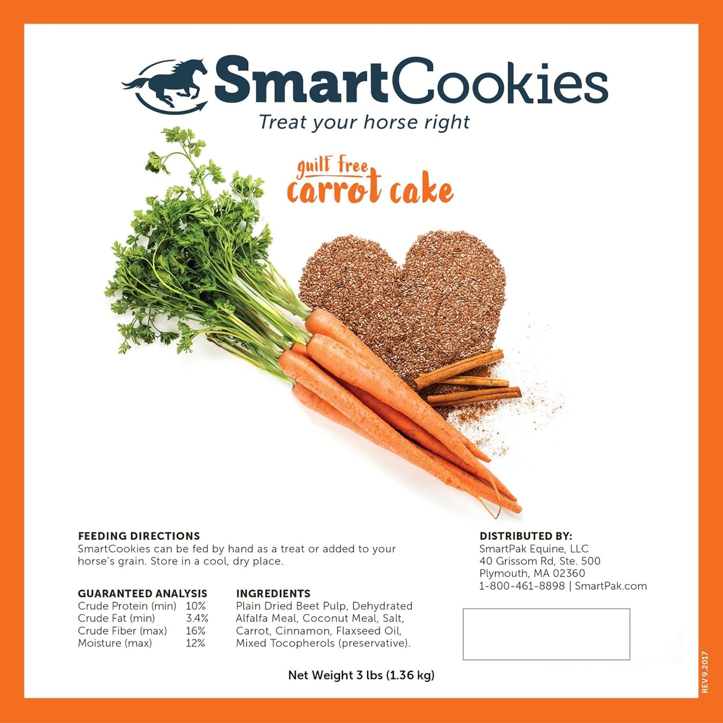 SmartEquine SmartCookies | Healthy Treats for Horses Made from Coconut Meal, Beet Pulp, Alfalfa, and Flaxseed Oil | No Sugar Added Horse Treats | Carrot Cake Flavor Cookies for Horses, 3 lb Bag