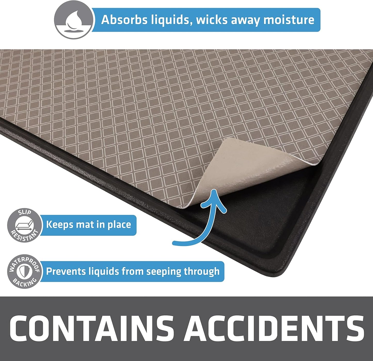 Drymate Dog Crate Mat Liner, Absorbs Urine, Waterproof, Non-Slip, Washable Puppy Pee Pad for Kennel Training - Use Under Pet Cage to Protect Floors, Thin Cut to Fit Design (USA Made) (Taupe)(29”x48”)