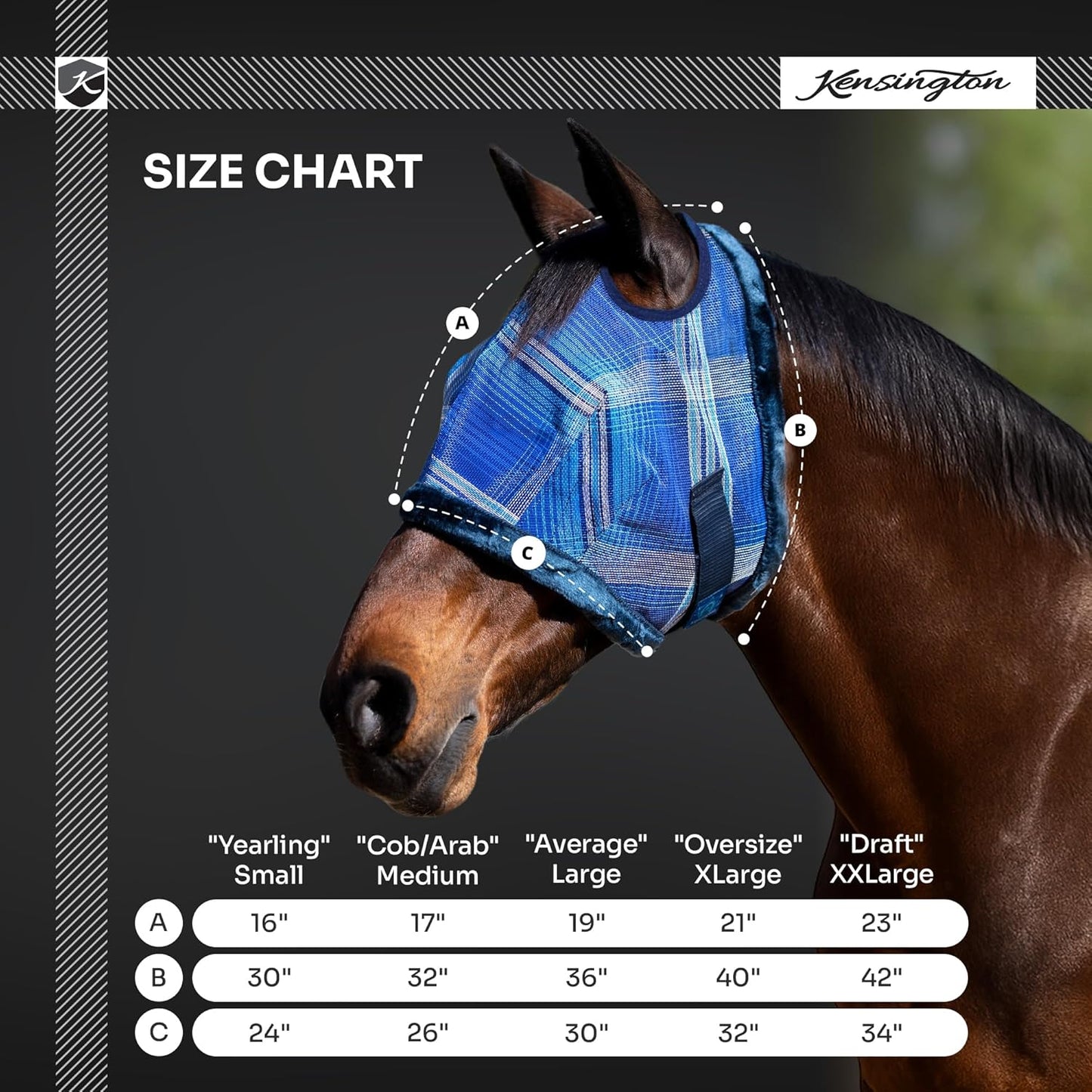 Kensington UV Fly Mask with Fleece Trim - Protective Mask with Dual Ear Opening & Forelock Freedom - XLarge, Lavender Mint