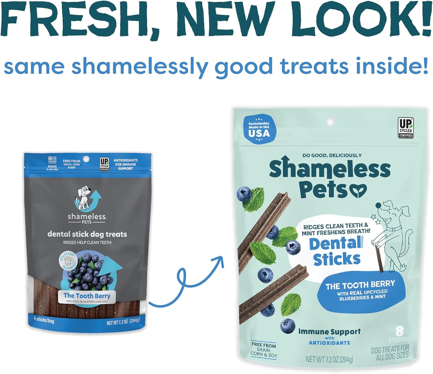 Shameless Pets Dental Treats for Dogs, Variety (4-Pack) - Healthy Sticks for Teeth Cleaning & Fresh Breath - Dog Bones Dental Chews Free from Grain, Corn & Soy