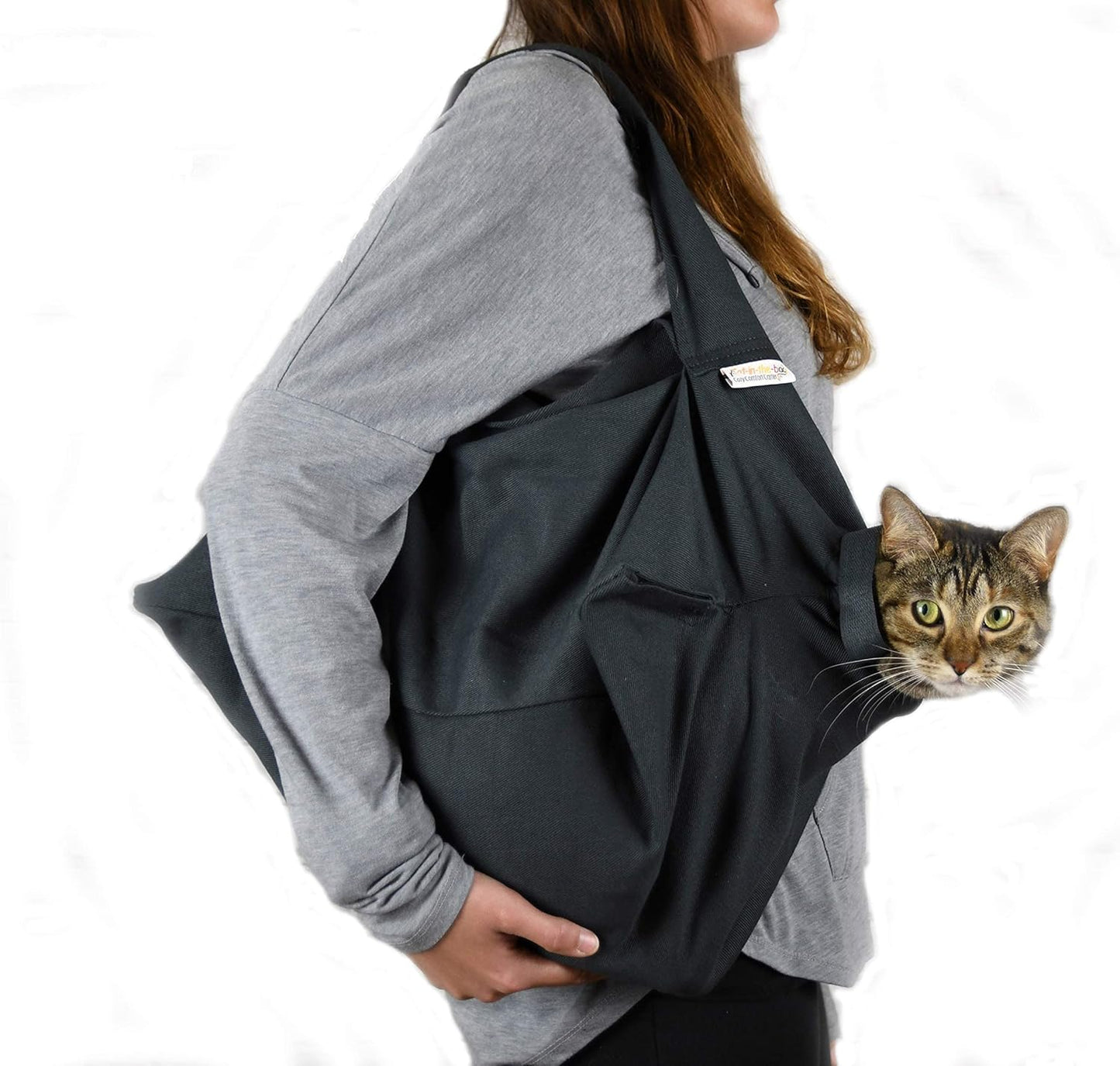 Cozy Comfort Carrier - X-Large Charcoal Grey Cat Carrier Bag, Soft Cat Carrier and Cat Wrap for Nail Clipping, Vet Visits, Medication Administration, Dental Care, and Traveling