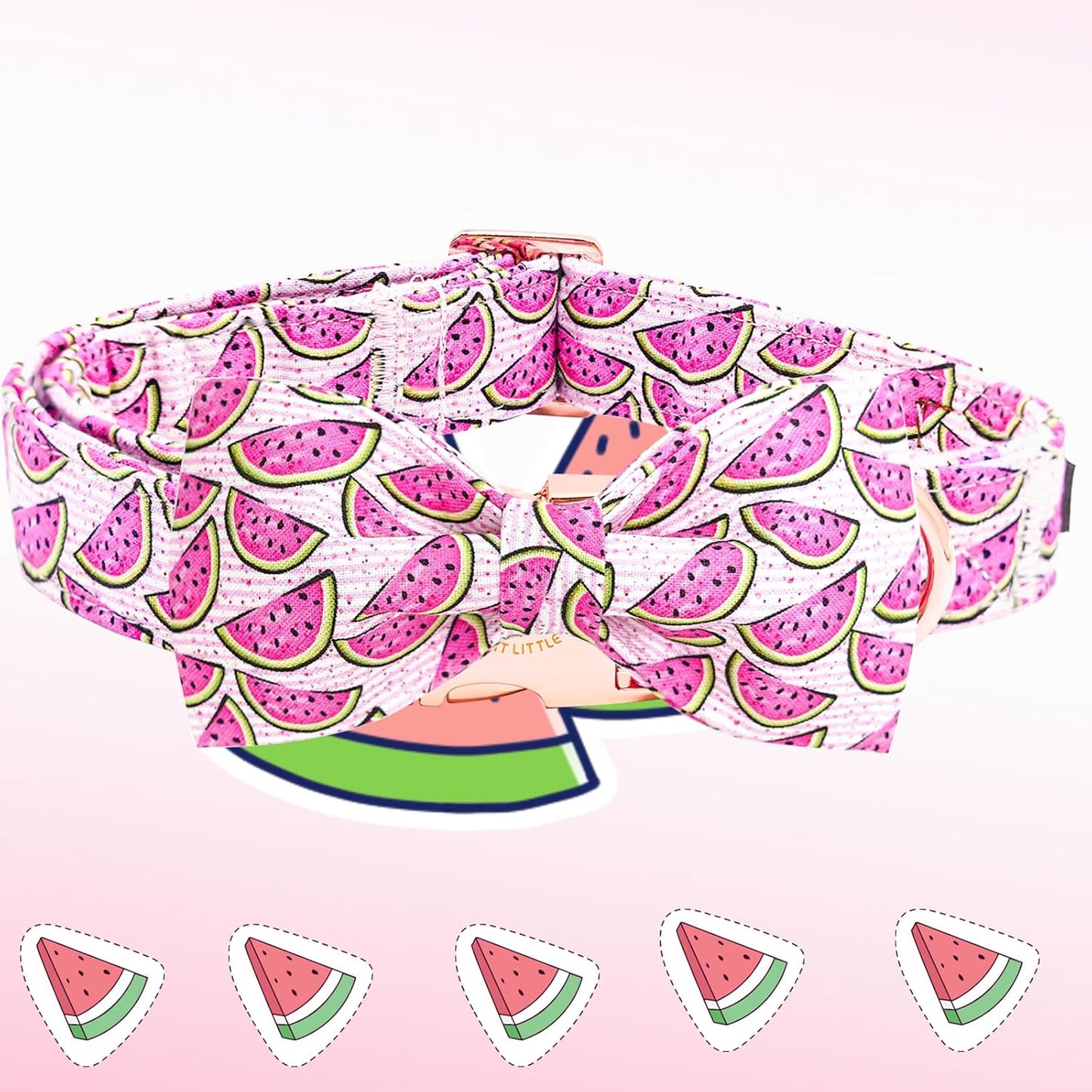 Elegant little tail Dog Collar, Watermelon Print Pet Collar Summer Dog Collar Durable Metal Buckle Dog Collars Cotton Pet Adjustable Dog Collars for X-Small Dogs