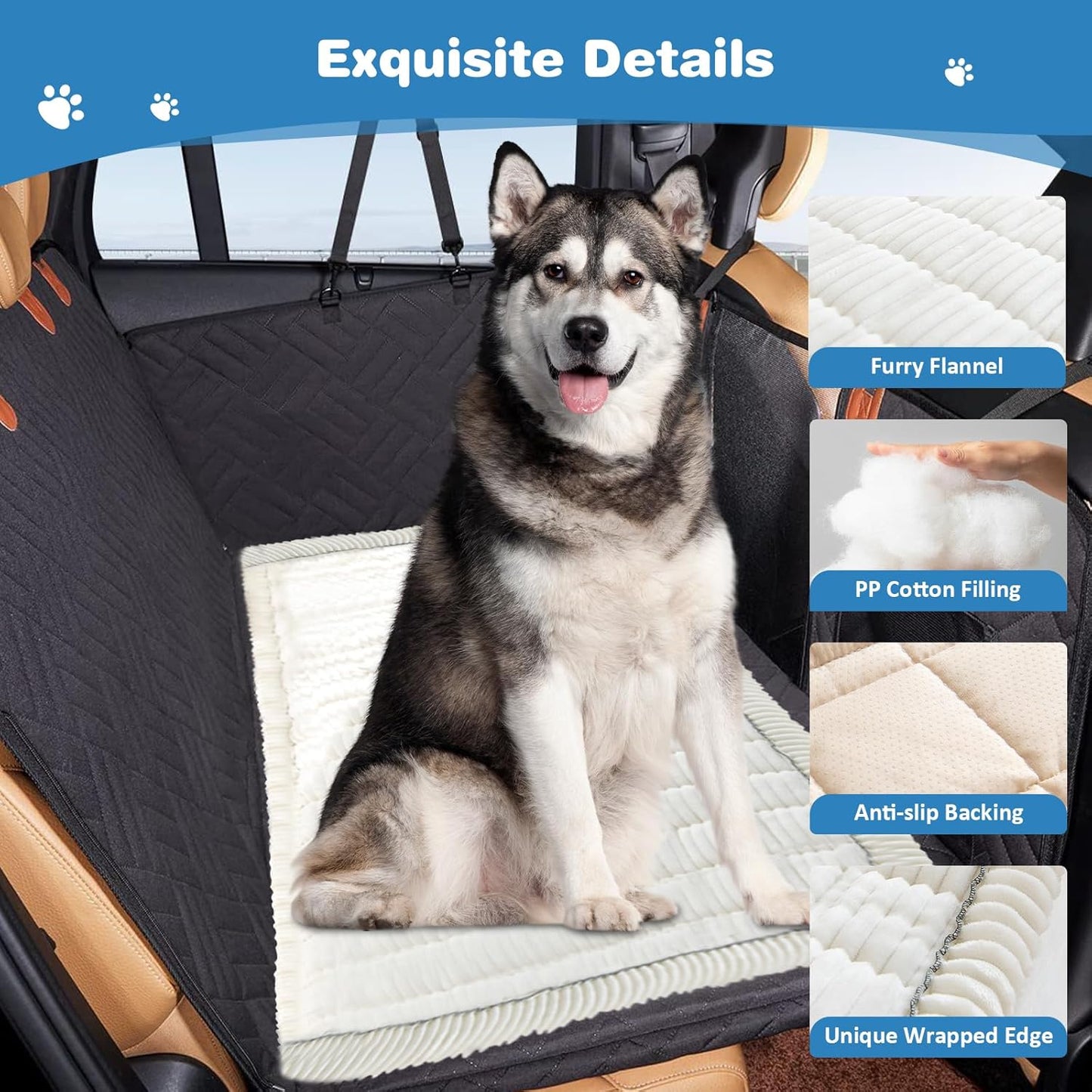VClife Dog Bed Mat for Car, Anti Slip Pet Bed Travel Pad Comfortable Furry Dog Car Seat Cover for Backseat Extender, Washable Pet Cushion Bed Mat for Indoors & Outdoors (Beige, 51"×23.6")