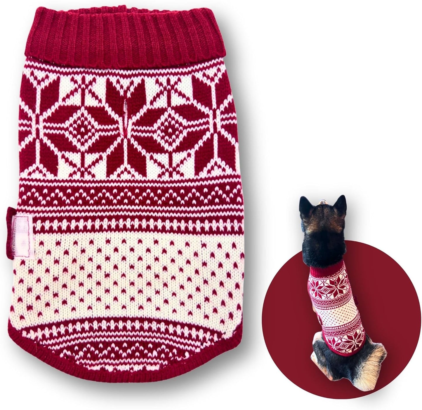 Cute Sweater for Dogs and Cats Soft Flannel Pet Outfit Warm and Cozy Animal Hoodie Small to Large Pet Clothes for Halloween Parties and Everyday Wear (X-Small, Red National Totem)