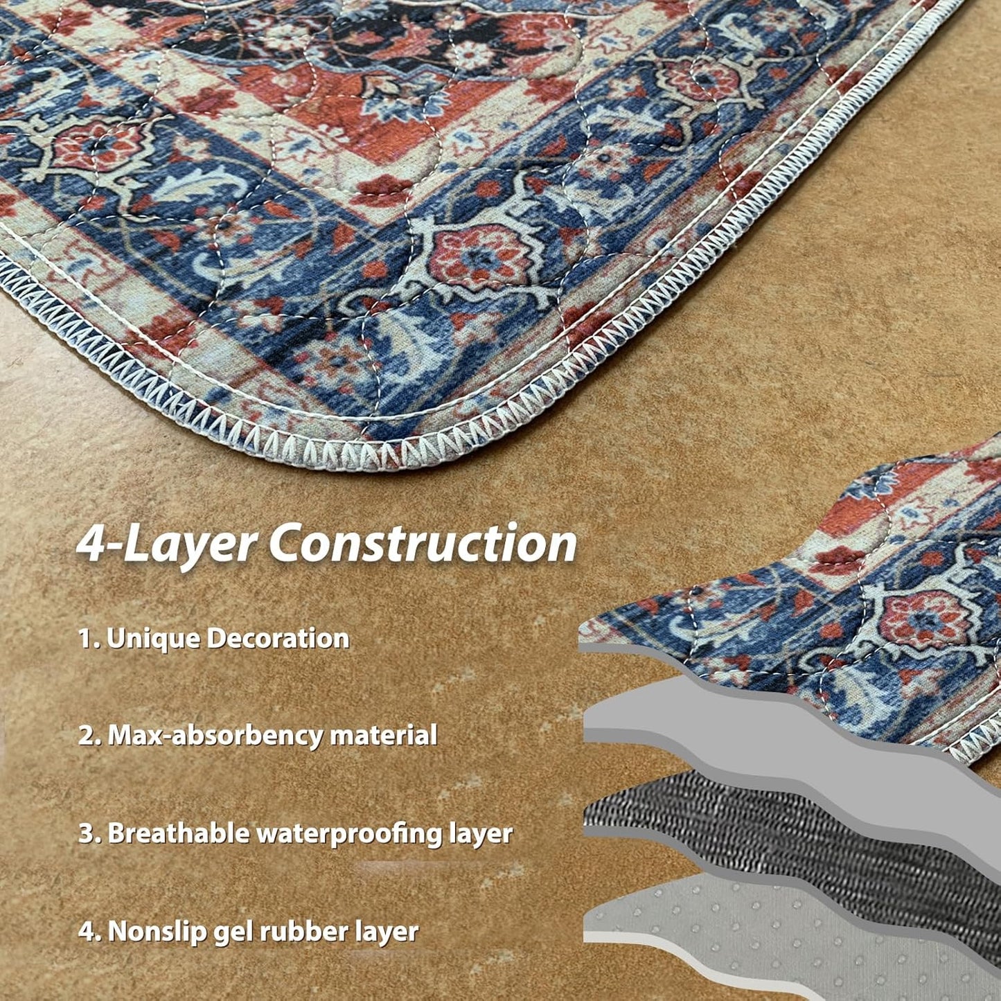 nunubaby Washable Pee Pads for Dogs, Stylish, Non-Slip and Leak-Proof Pee Pads. Reusable Potty Pads for Dogs for Crates and Floors.(Red/Floral, 24" x48")