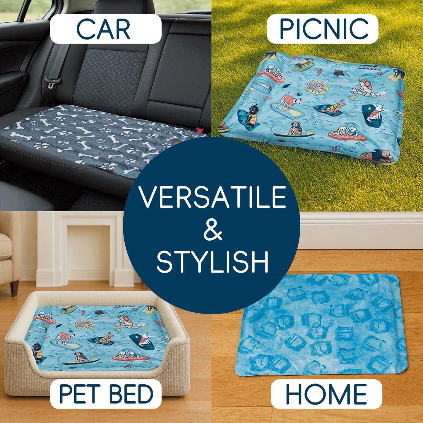 Cooling Pad for Dog,Instant Pet Cool Mat for Puppy,Comfortable Cool Pet Mat for Cat.Portable Dog Bed for Summer. Suitable for Outdoor Summer Crate Pad.Long Time Cooling.Ice Brick(Size-M 15.7*19.7in)