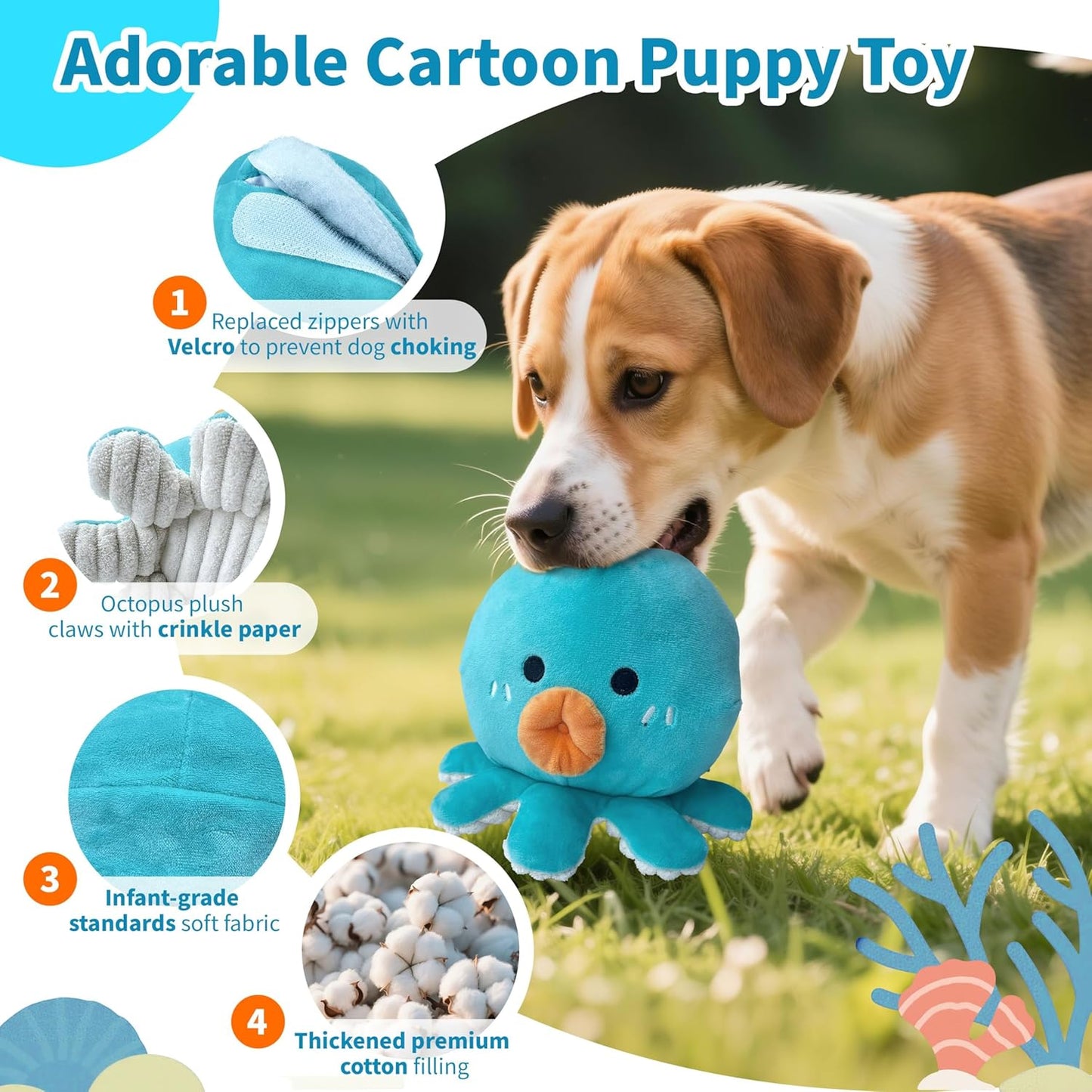 Interactive Dog Toys, Moving Squeaky Dog Toy Ball, Rechargeable Bouncing Rolling Puppy Ball Toy with Jumping Music Talking Mode for Puppy Small Medium Dogs to Keep Them Busy (Octopus)