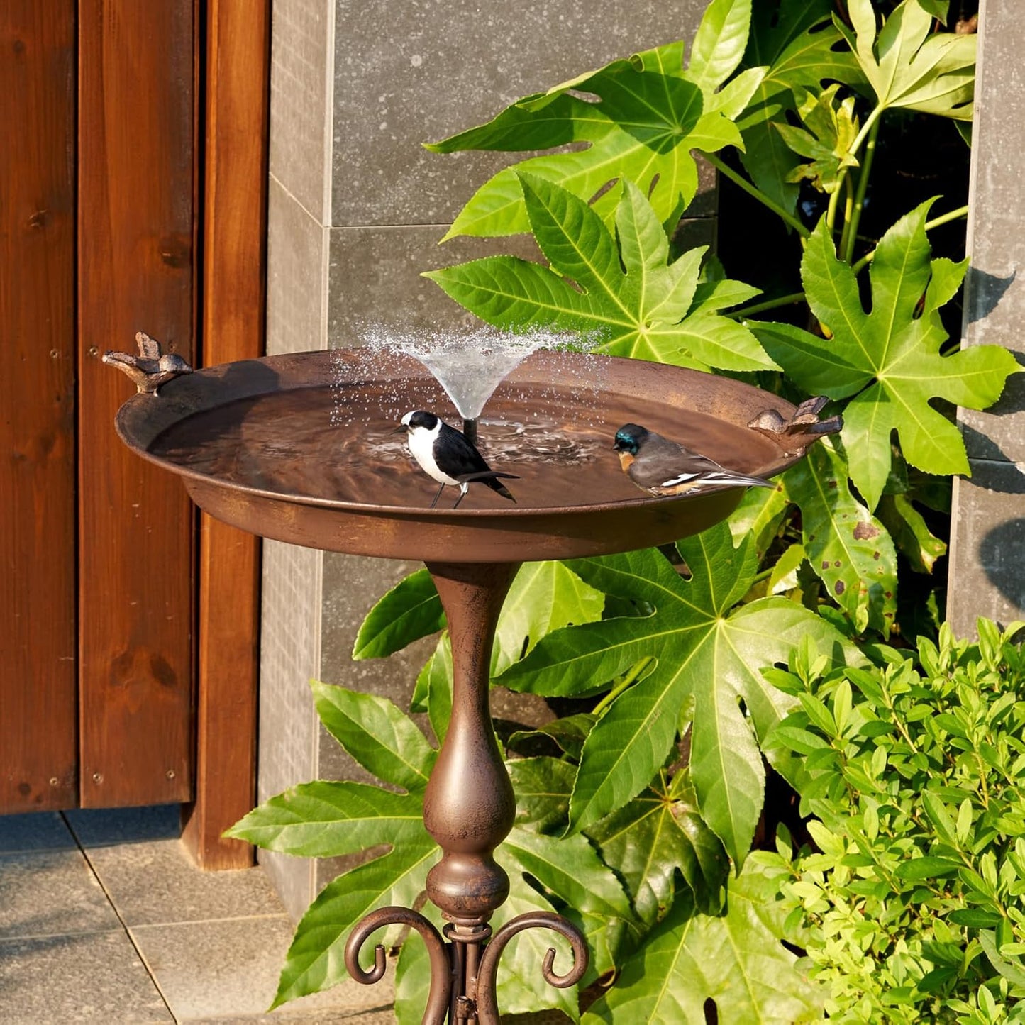 Dia 18" W*28" H Large Metal Bird Bath with Stand, Bird Baths for Outdoors, Metal Birdfeeder,for Garden Yard Decor