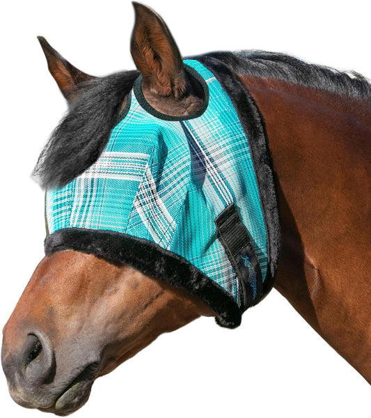 Kensington UV Fly Mask with Fleece Trim - Protective Mask with Dual Ear Opening & Forelock Freedom - Large, Atlantis