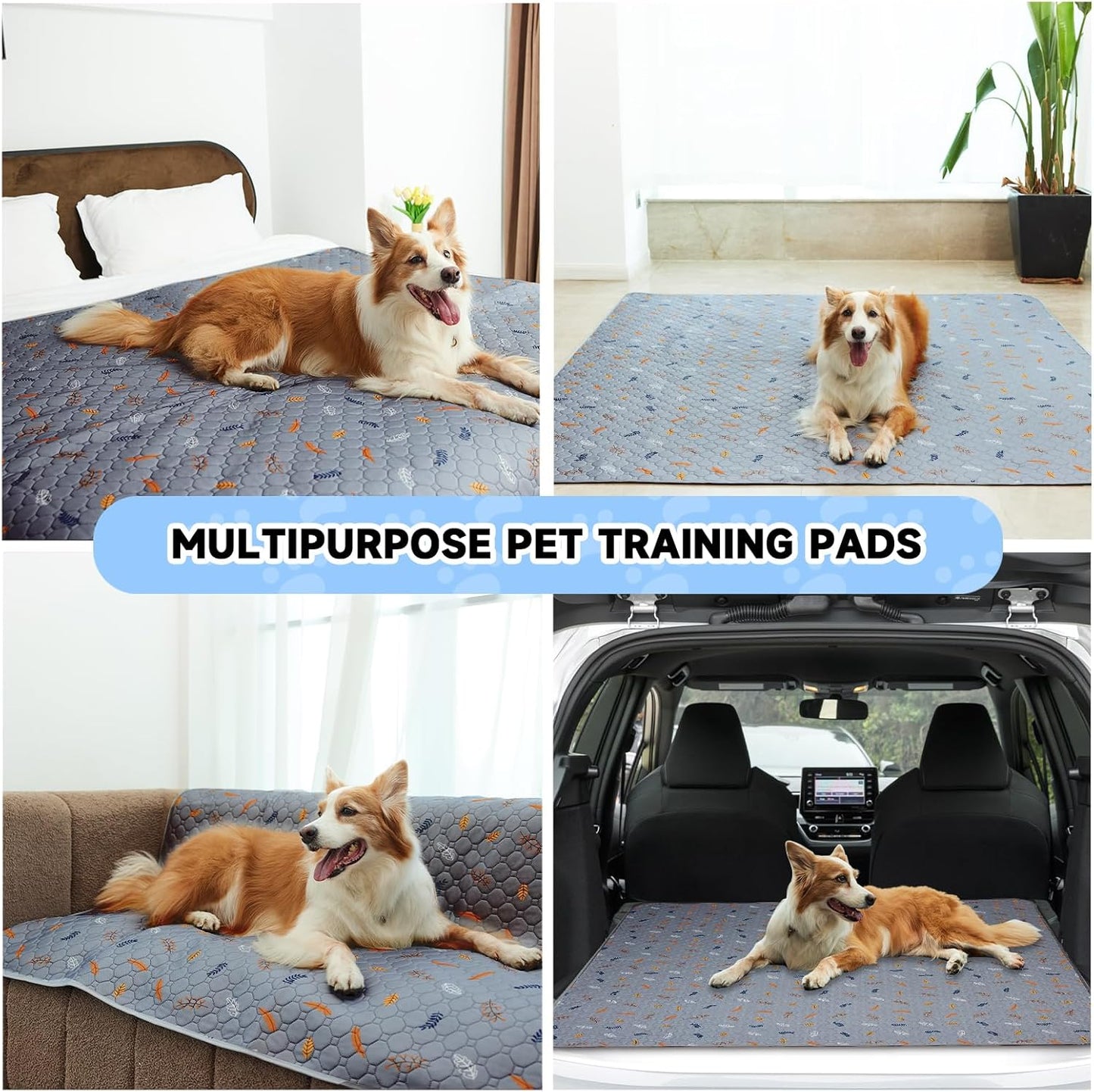 Sunheir 2 Pack Washable Guinea Pig Pee Pads, 24" x 48" Waterproof Reusable Guinea Pig Cage Liners, Absorbent Bedding Training Mat for Small Animal Guinea Pigs Rabbit Bunny Hamster - Light Grey