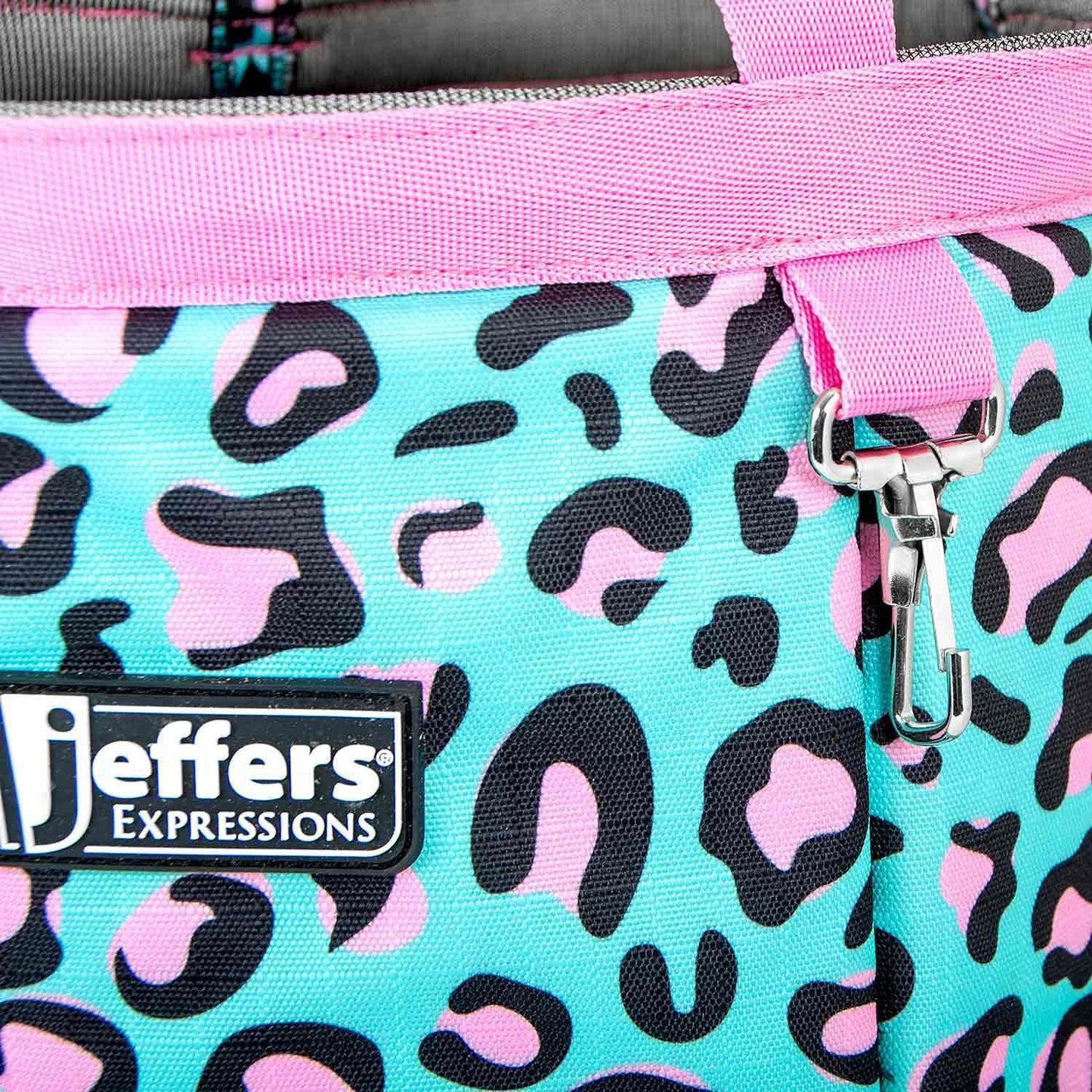 Jeffers Expression Grooming Tote Caddy, Party Cheetah - Durable Ripstop Organizer with Pockets for Horse Grooming Tools - Easy Carry Nylon Straps, Compact Storage for Stable, Travel & Equine Supplies