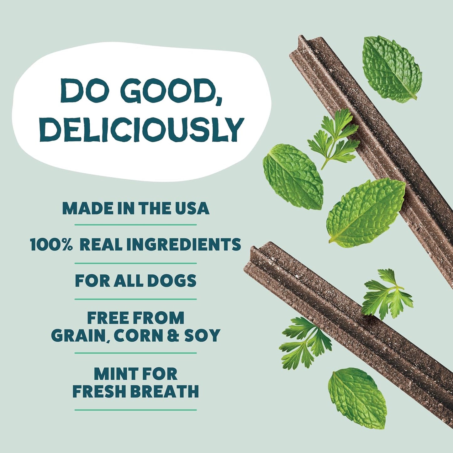 Shameless Pets Dental Chews for Dogs, Mighty Mint Dental Sticks, Healthy Treats for Teeth Cleaning & Fresh Breath - Free from Grain, Corn, & Soy for Small Dogs, 32 Sticks