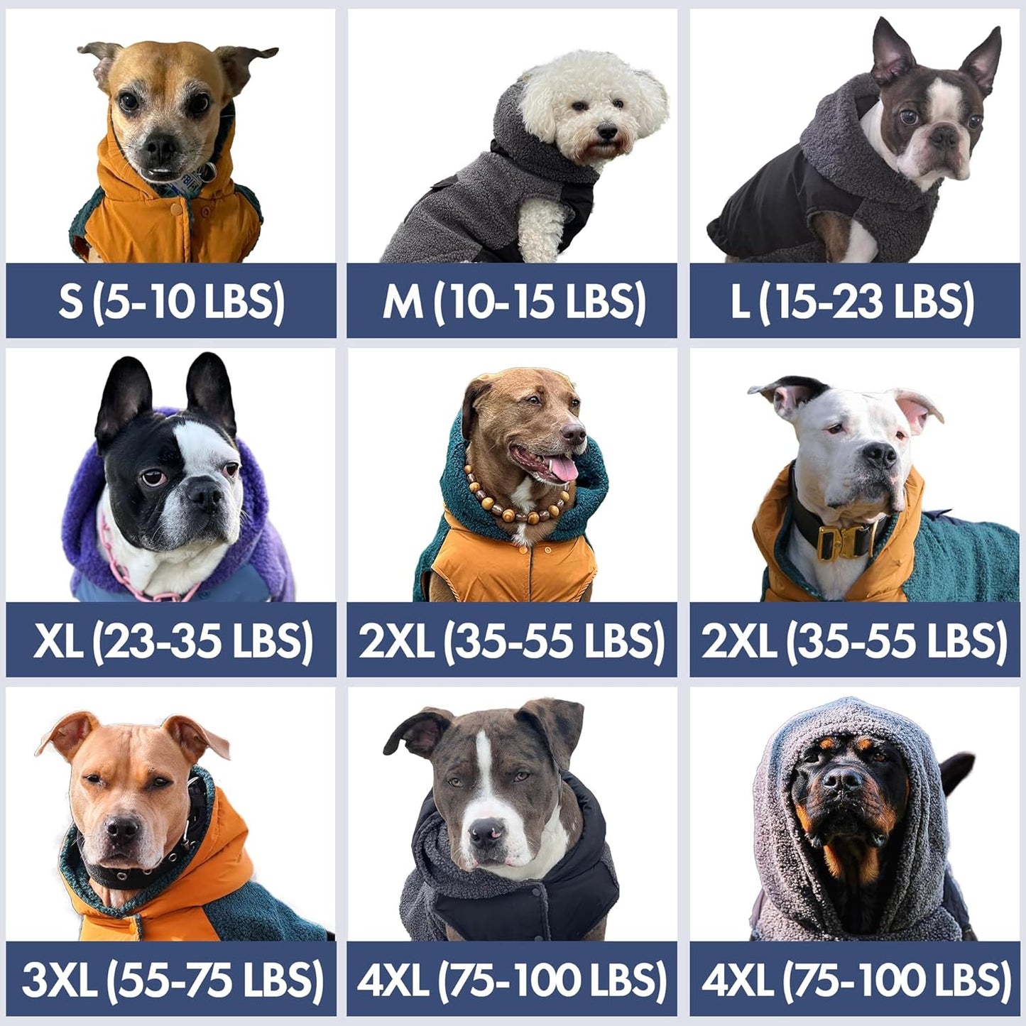 Spark Paws Reversible Dog Sweater, Sherpa Jacket Vest with Warm Fleece Lining, Warm Coat for Winter, Suitable for Small Medium, Large, XL XXL Dogs - Black and Grey - XL