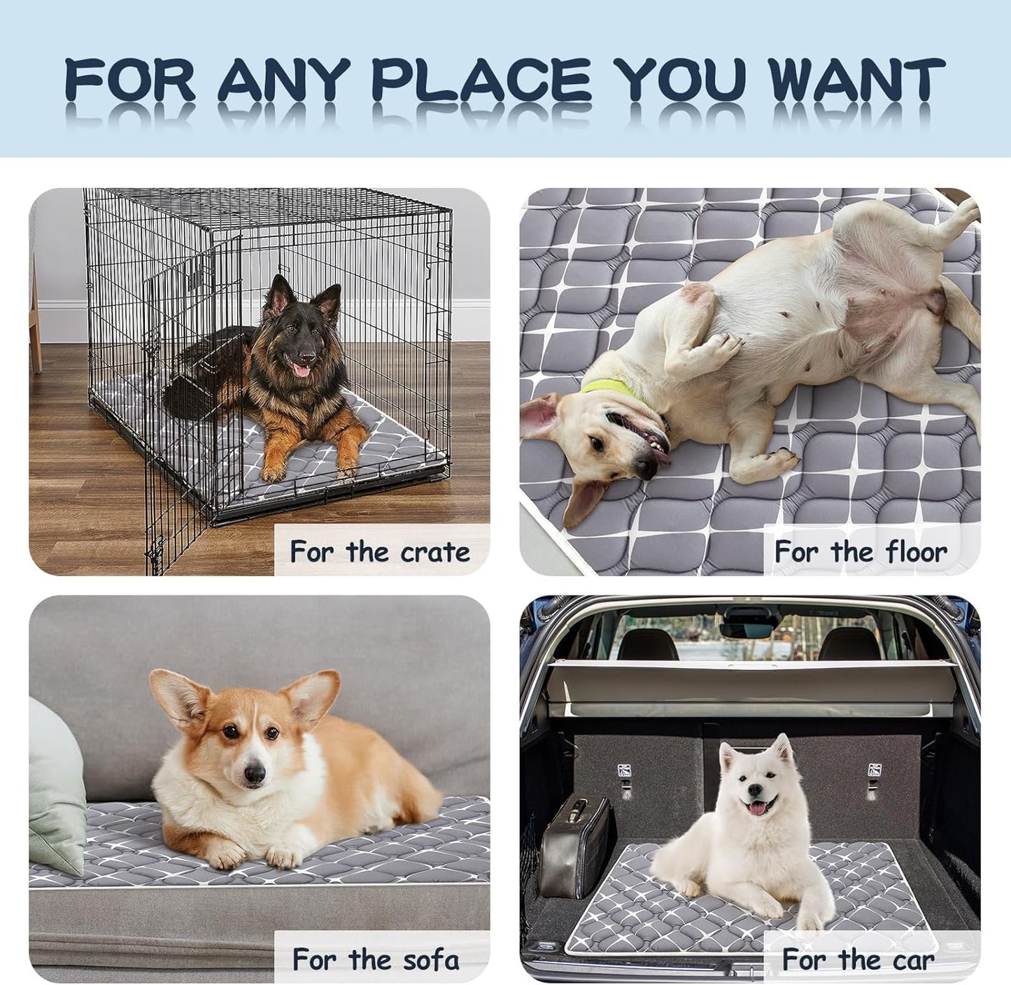 Bubble bear Dog Crate Mat - Ultra Soft, Washable & Anti-Slip Kennel Pad for Small/Medium/Large Dogs, Dark-Hued to Hide Stains (52"x28")