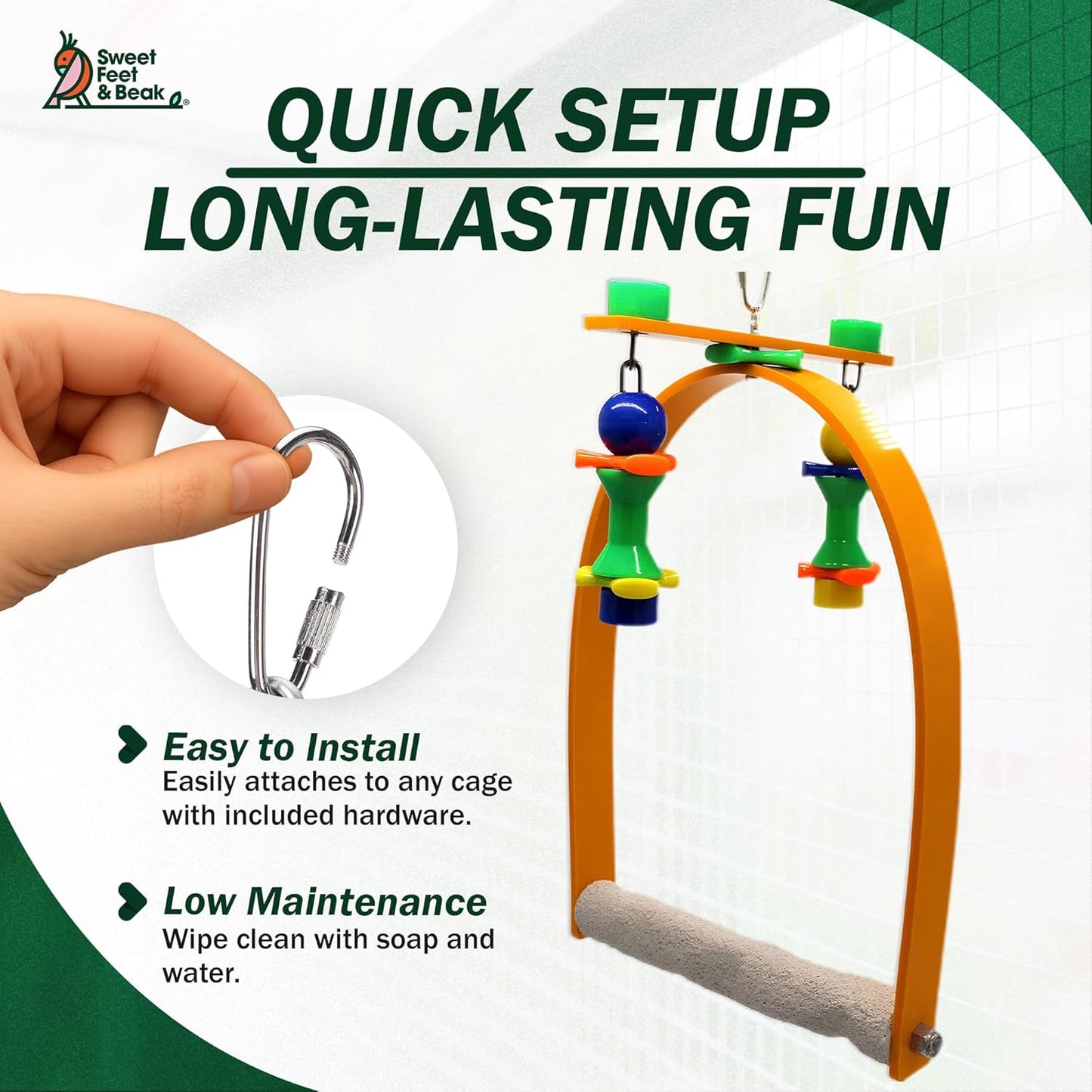 Medium Whirly Bird - Perfect Cage Toy Stimulates Visual and Physical Activity - Safe, Non-Toxic, Cage Accessories for Medium Birds