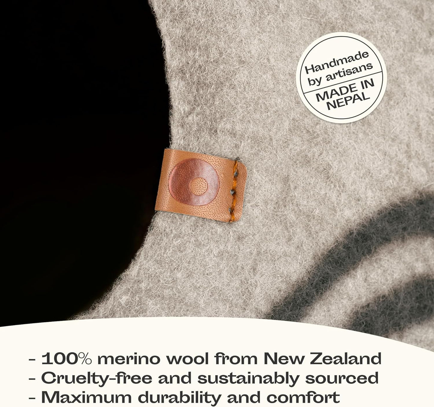 MEOWFIA Cat Cave – Premium Felt Cat Bed for Indoor Cats, Handmade 100% Merino Wool (Light Grey, Medium)