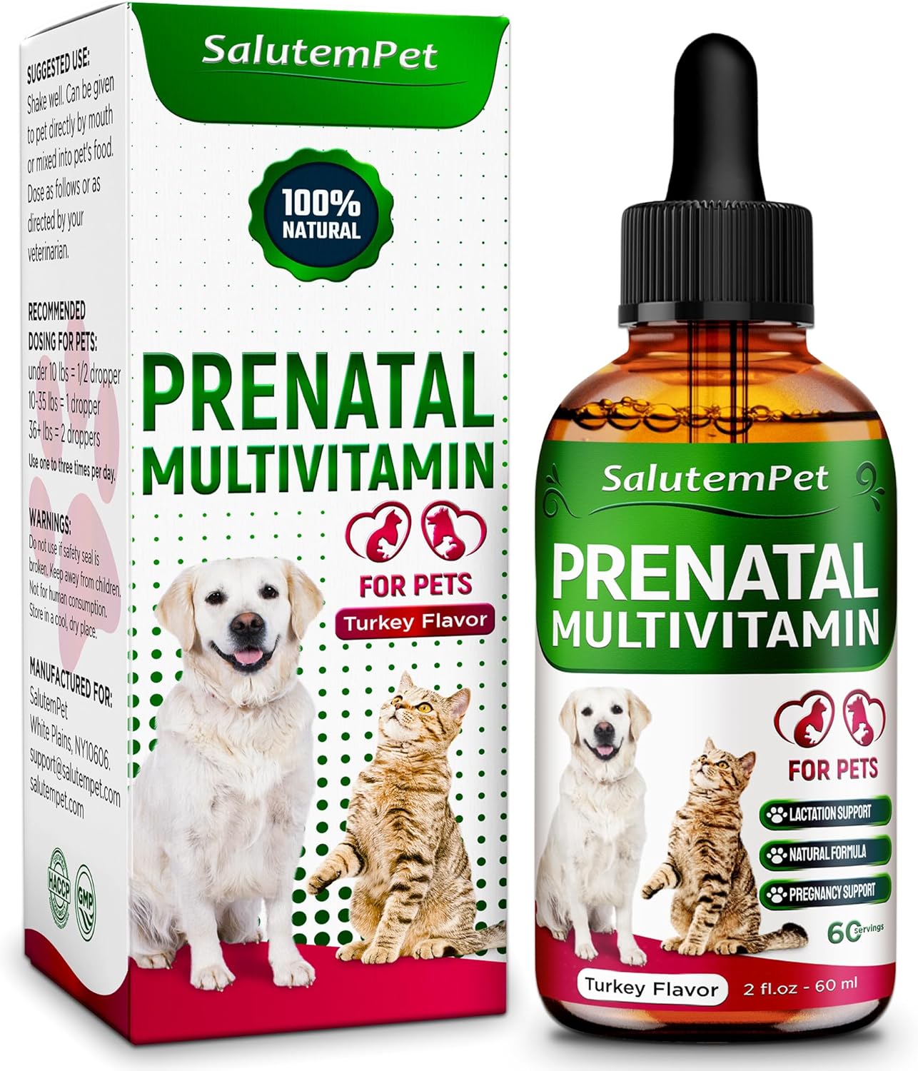 Dog Prenatal Vitamins for Moms During Lactating – Prenatal Vitamins for Dogs & Cats of All Breeds to Care for Pet Development – Multivitamin for Cats – 2 Oz – Herbal Supplement for Pets