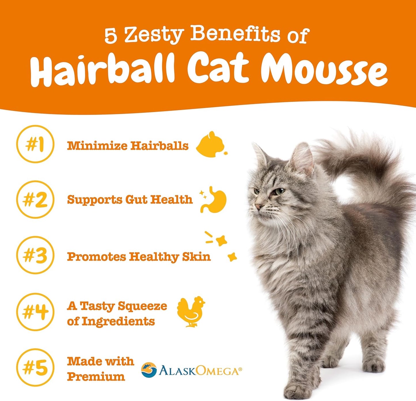 Zesty Paws Hairball Cat Mousse - Hairball Treats for Cats Digestive Support - Lickable Cat Vitamin Treats for Skin & Gut Health - Squeezeable Puree Tube for Furball Relief - Chicken 14ct