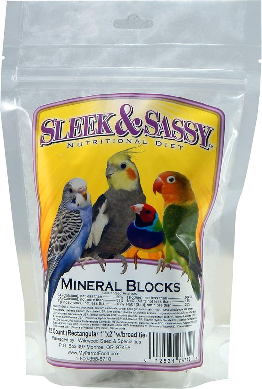 SLEEK & SASSY Mineral Blocks (1"x2") for Birds (12 Ct.)