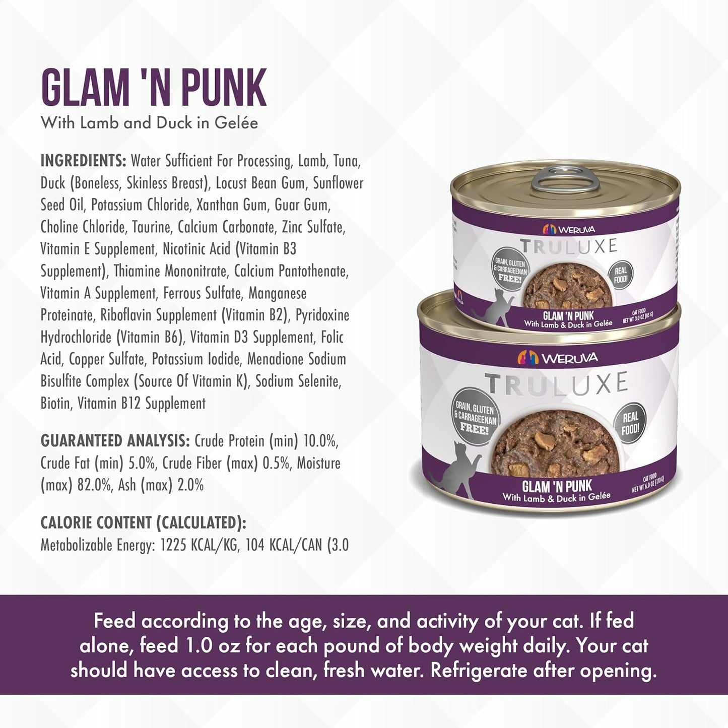 Weruva TruLuxe Cat Food, Glam 'N Punk with Lamb & Duck in Gelée, 6oz Can (Pack of 24)