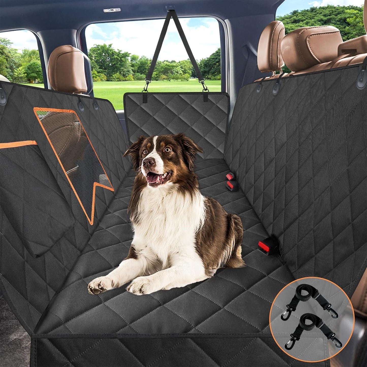 Kytely Dog Car Seat Cover XL, Heavy Duty Dog Seat Cover for Back Seat, 100% Waterproof Nonslip Hammock for Car with Side Flap, Scratch Proof Pet Back Seat Covers