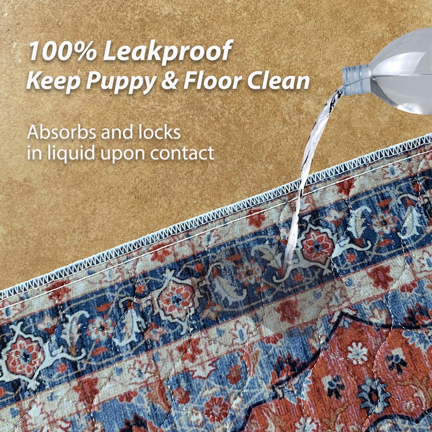 nunubaby Washable Pee Pads for Dogs, Stylish, Non-Slip and Leak-Proof Pee Pads. Reusable Potty Pads for Dogs for Crates and Floors.(Red/Floral, 72" x72")