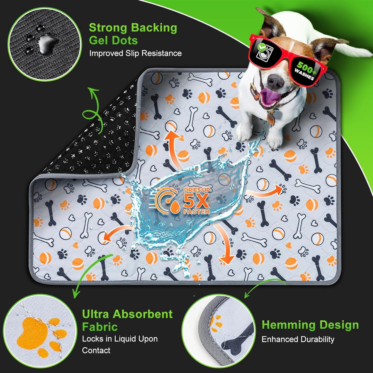 Hompet Dog Grass Pad with Tray Large, 35"x22.5", 2 Reusable Artificial Turf for Dogs Potty, Waterproof Non-Slip Washable Pee Pads, Quickly Absorbency Portable Dog Litter Box for Indoor/Outdoor Use