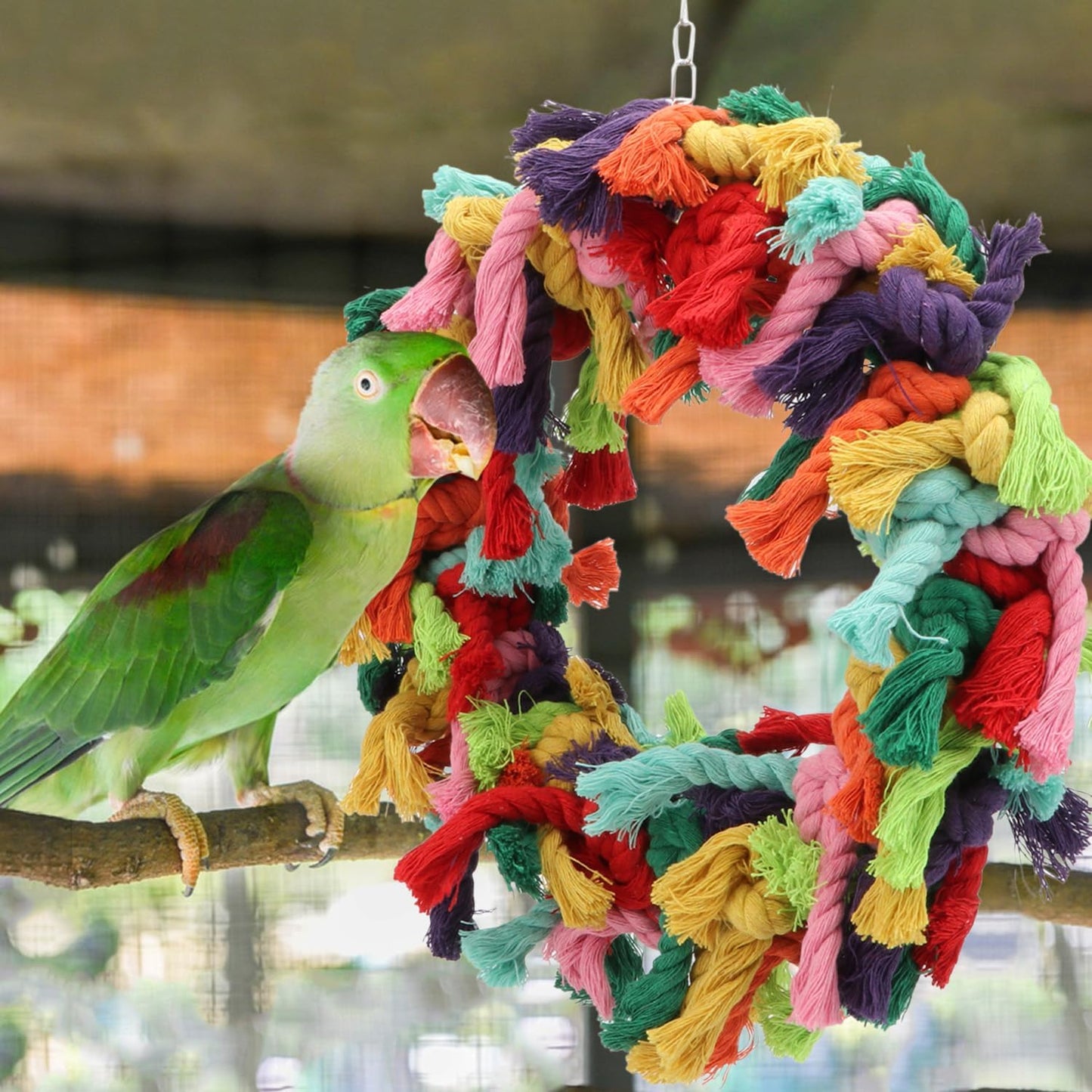 Hypeety Pet Toy Cotton Ring for Parrot Exercise, Chew, Snuggle Bird Toys, 30 cm / 11.8 in Diameter