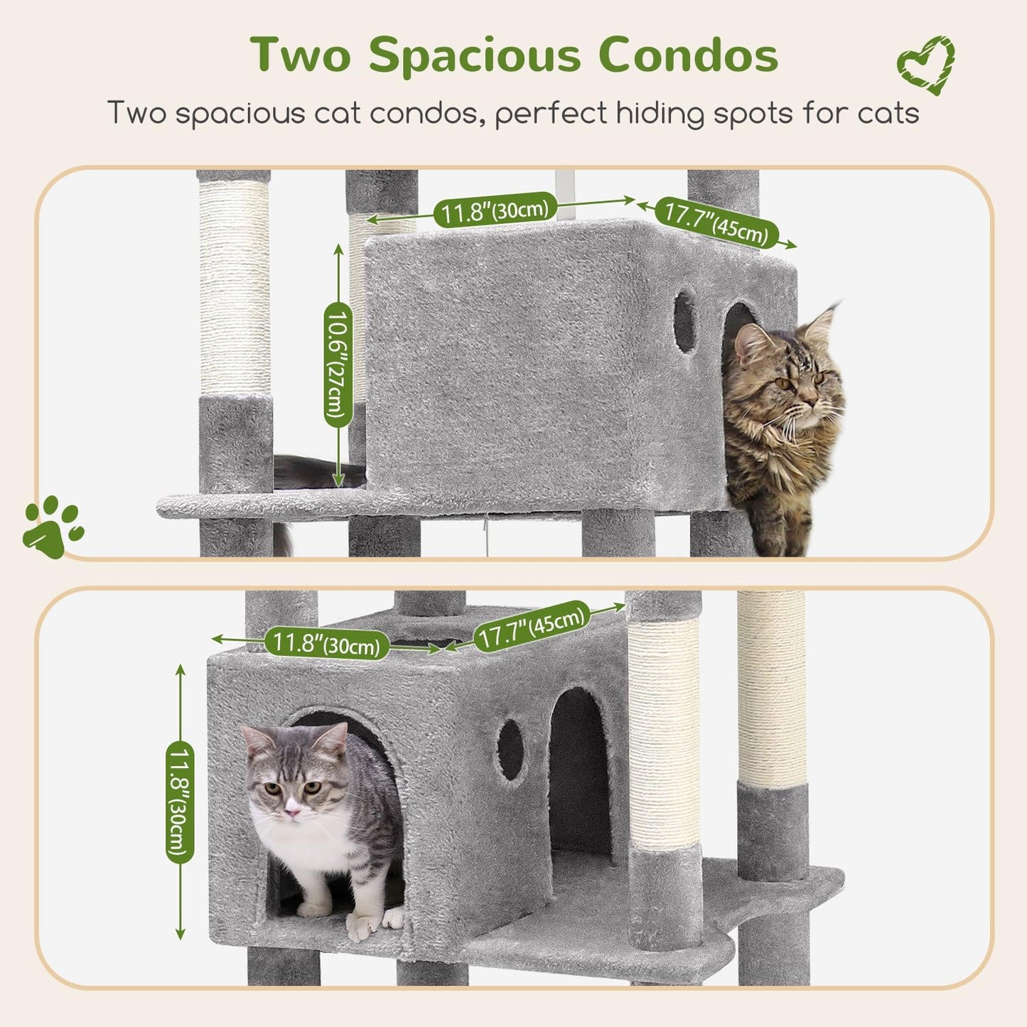 Globlazer Giant Cat Tree, 83 inch Cat Tree for Indoor Cats Large Adult, XXL Cat Tower with 9 Scratching Posts for 20lb+ Heavy Duty Large Adult Cats, F83, Light Grey