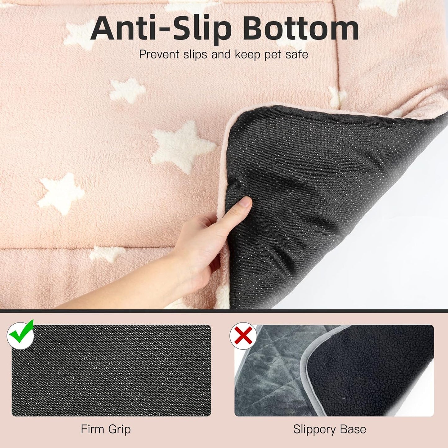 Mora Pets Dog Crate Pad Kennel Bed Crate Mat for Small Dogs Washable Cute Star Pet Bed for Dog Cage Ultra Soft Flat Puppy Cat Kitten Pillow Cushion for Sleeping Anti-Slip Pink 24 x 18