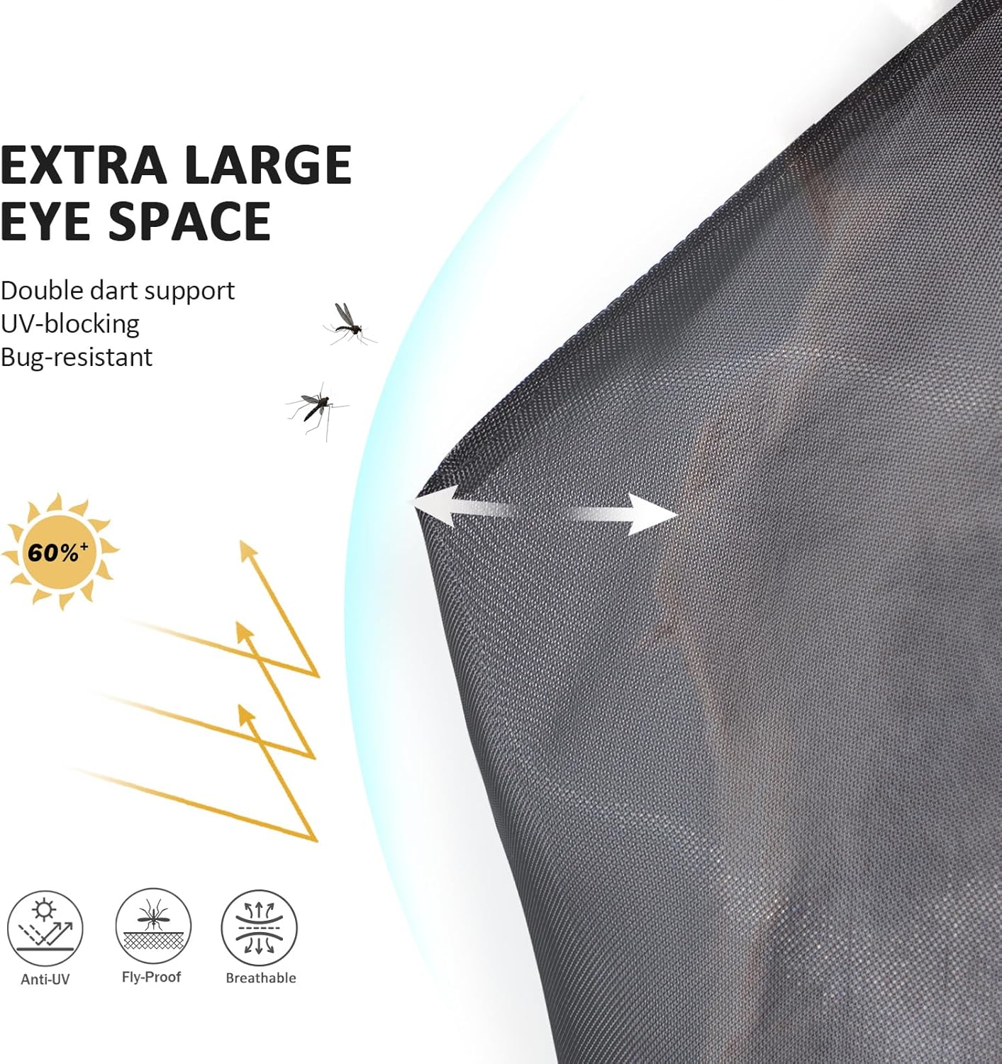 Horse Fly Mask Large Space Breathable UV Protection Equine Mask with Reflective Features on Ears Mars Black L