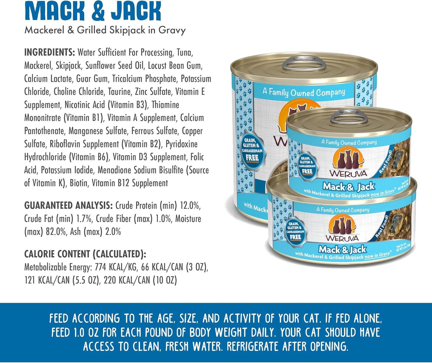 Weruva Classic Cat Food, Mack & Jack with Mackerel & Grilled Skipjack, 5.5oz Can (Pack of 24)